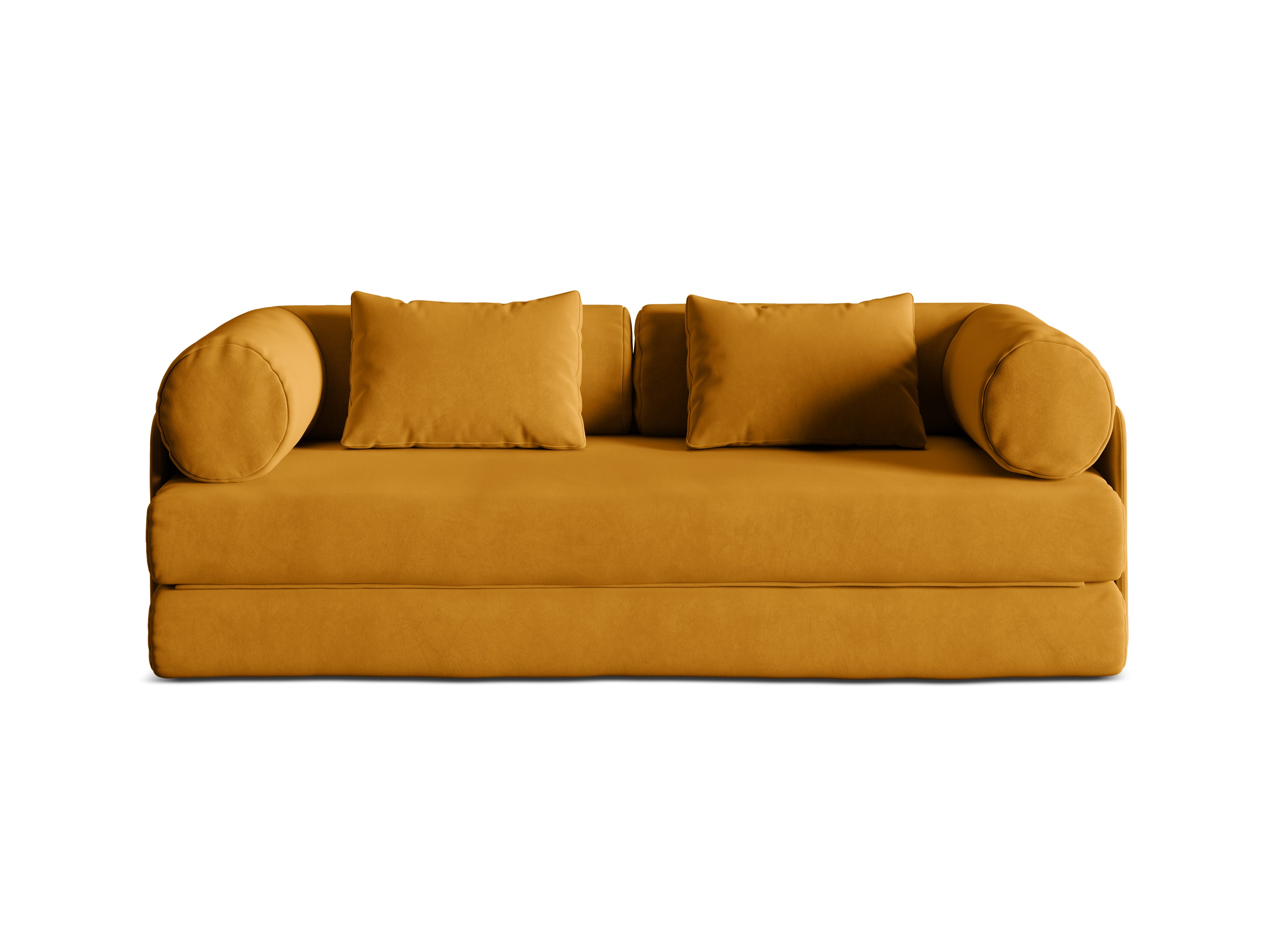Sofa aksamitna 3-osobowa z funkcją spania DREAMY żółty – Micadoni