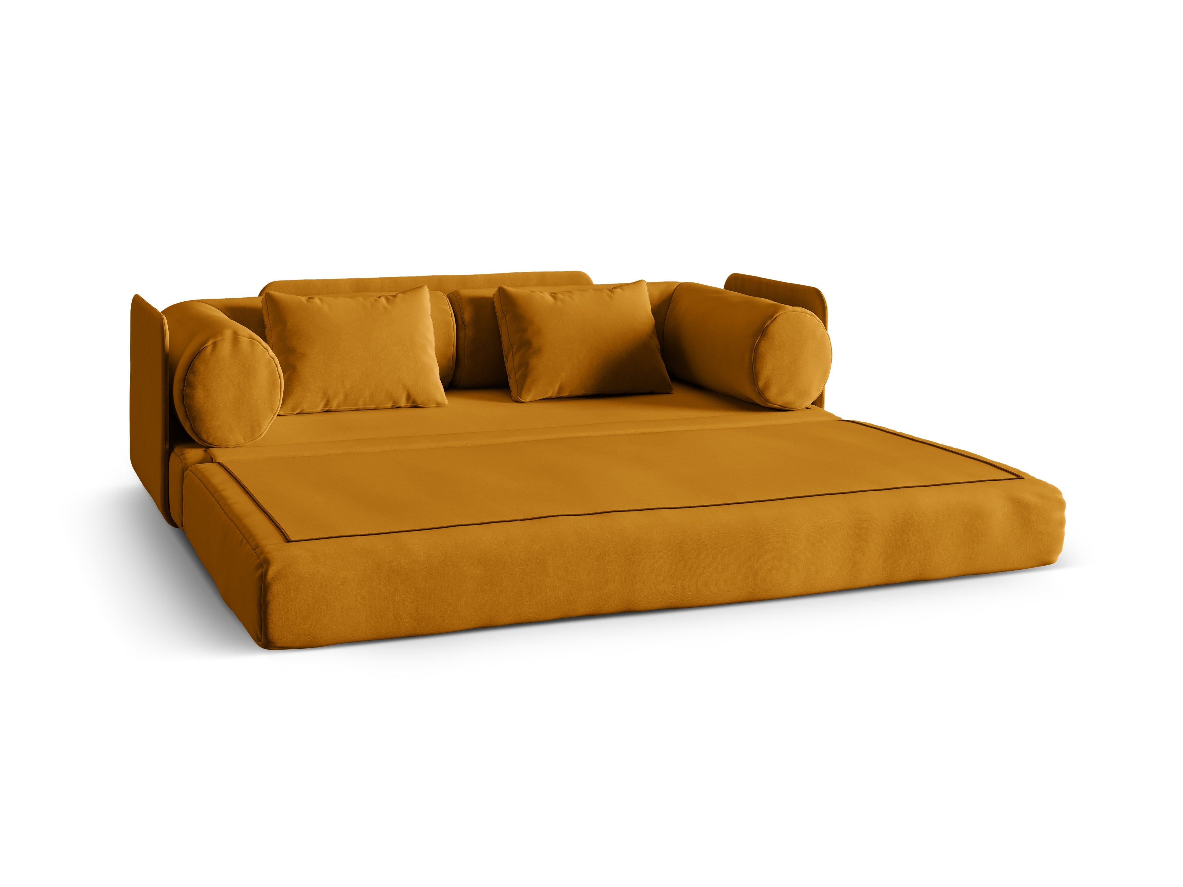 Sofa aksamitna 3-osobowa z funkcją spania DREAMY żółty – Micadoni