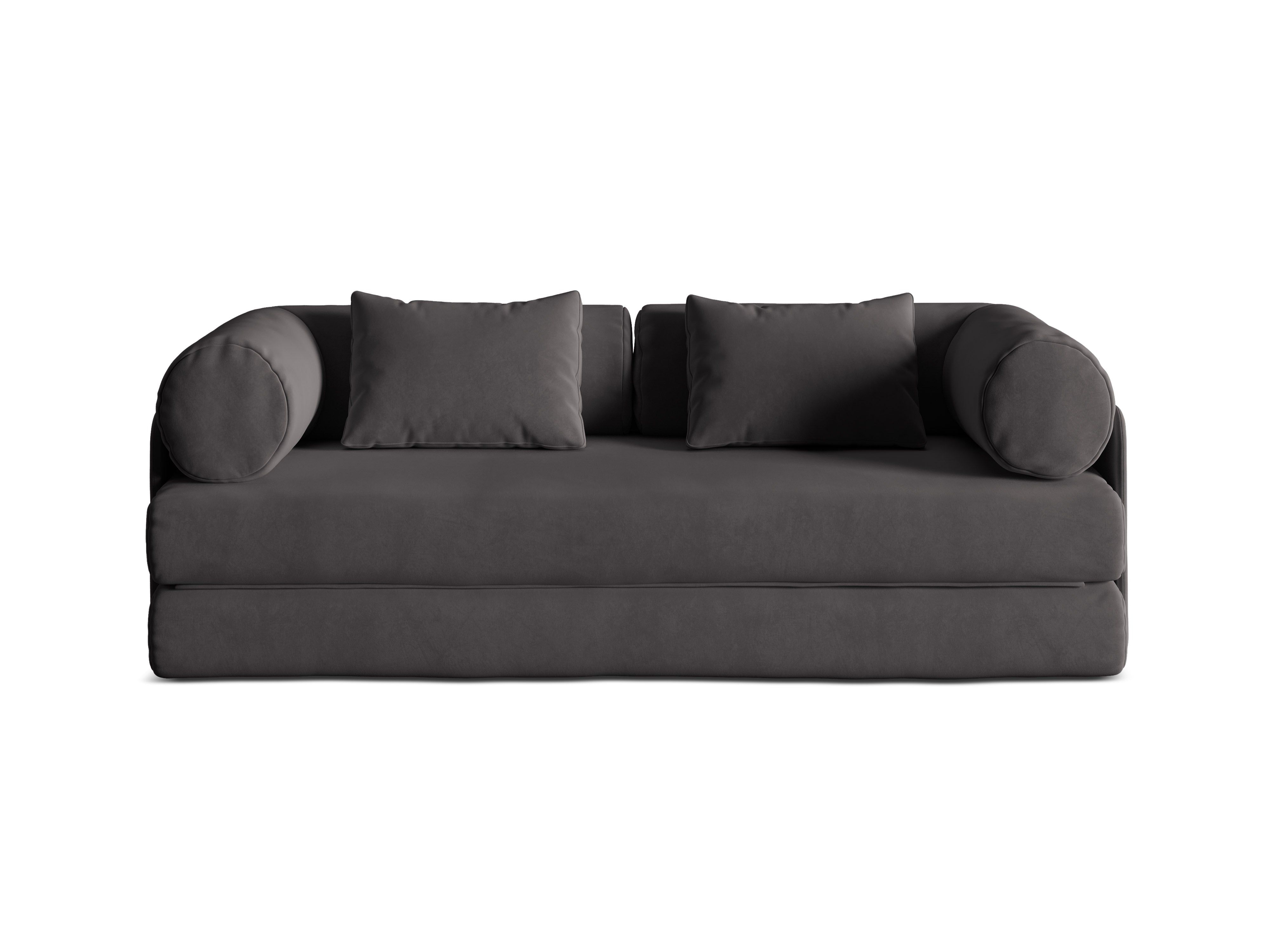 Dreamy Dark Gray Velvet 3-Seater Sofa with Sleeping Function