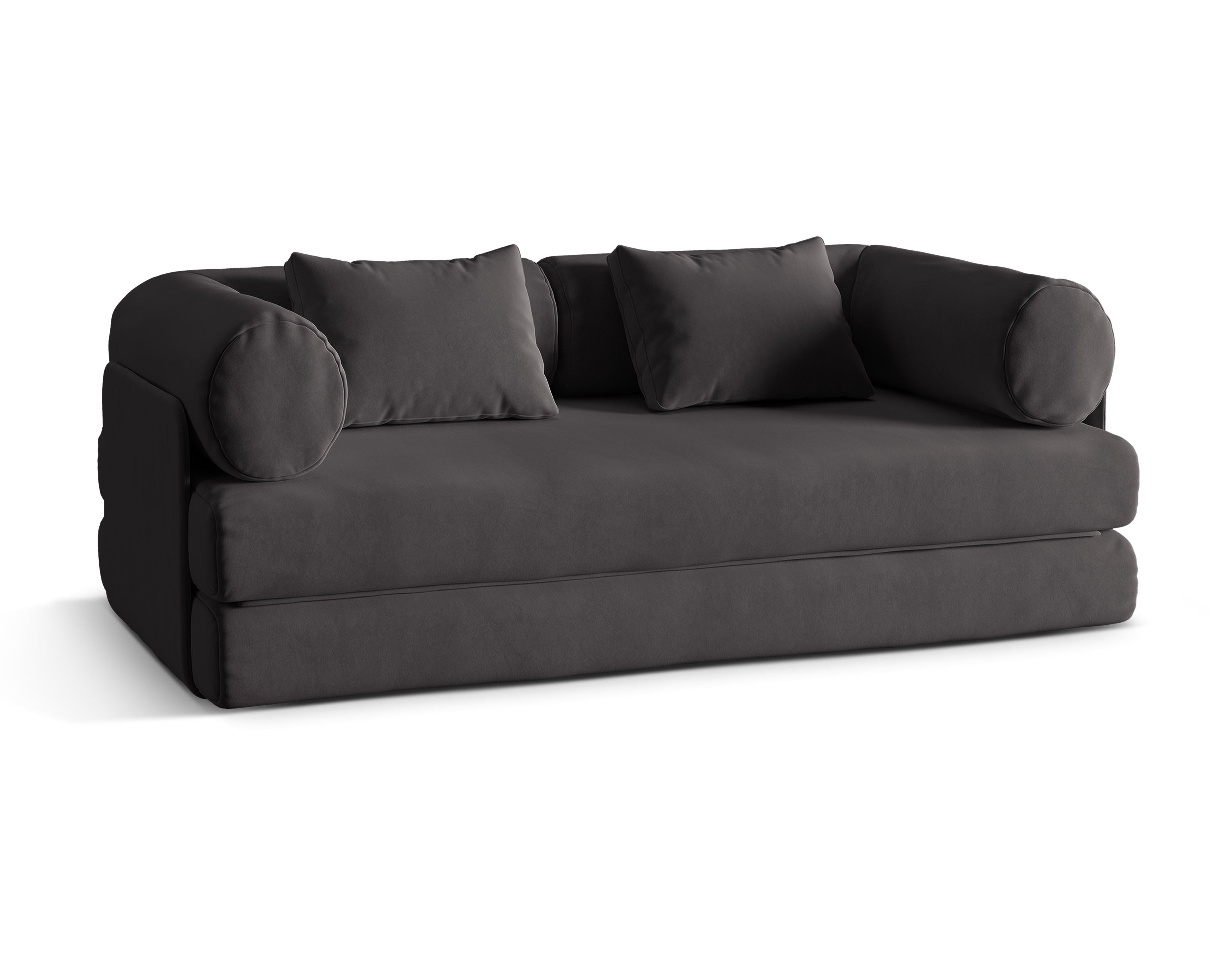 Dreamy Dark Gray Velvet 3-Seater Sofa with Sleeping Function