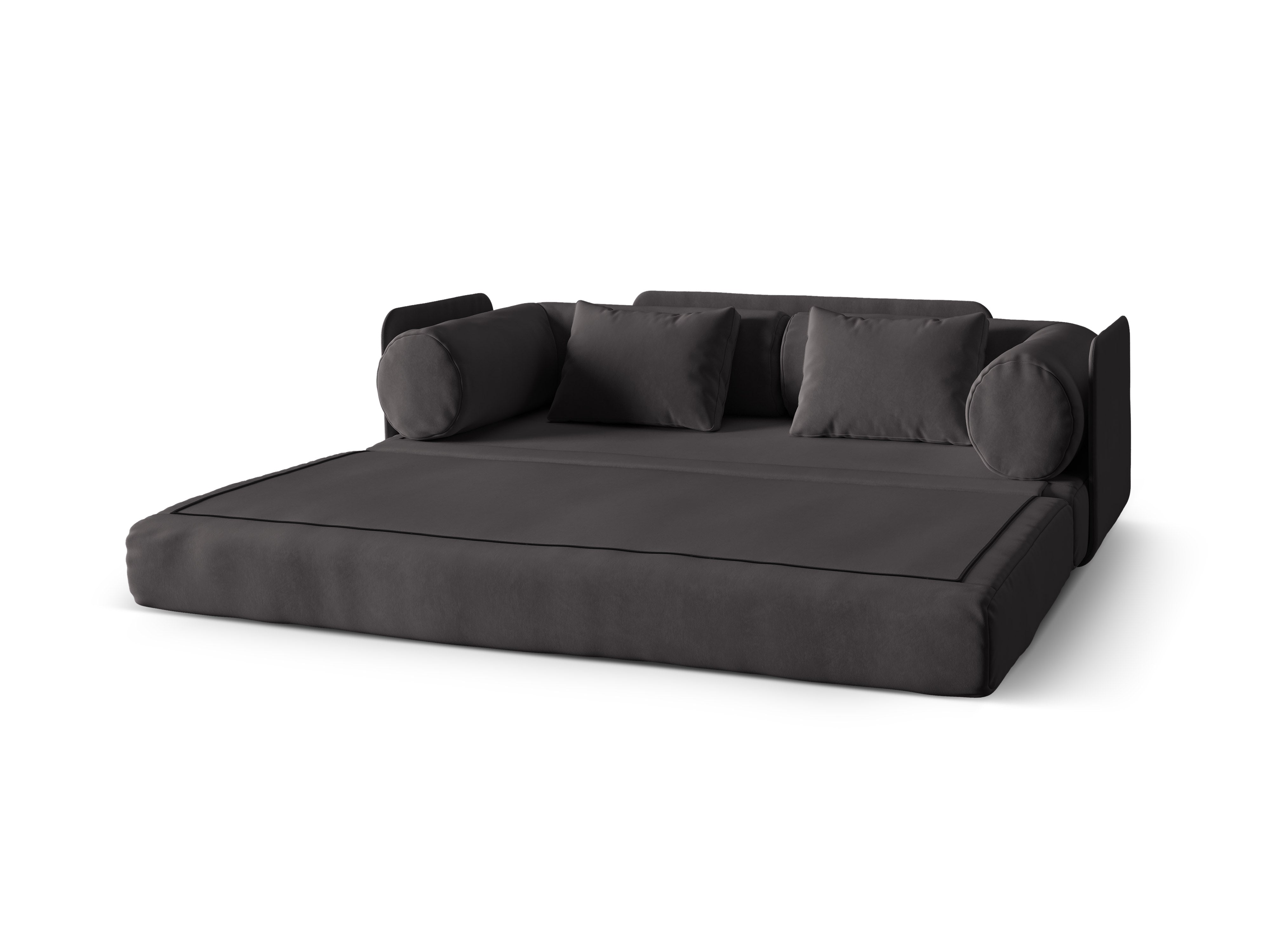 Dreamy Dark Gray Velvet 3-Seater Sofa with Sleeping Function