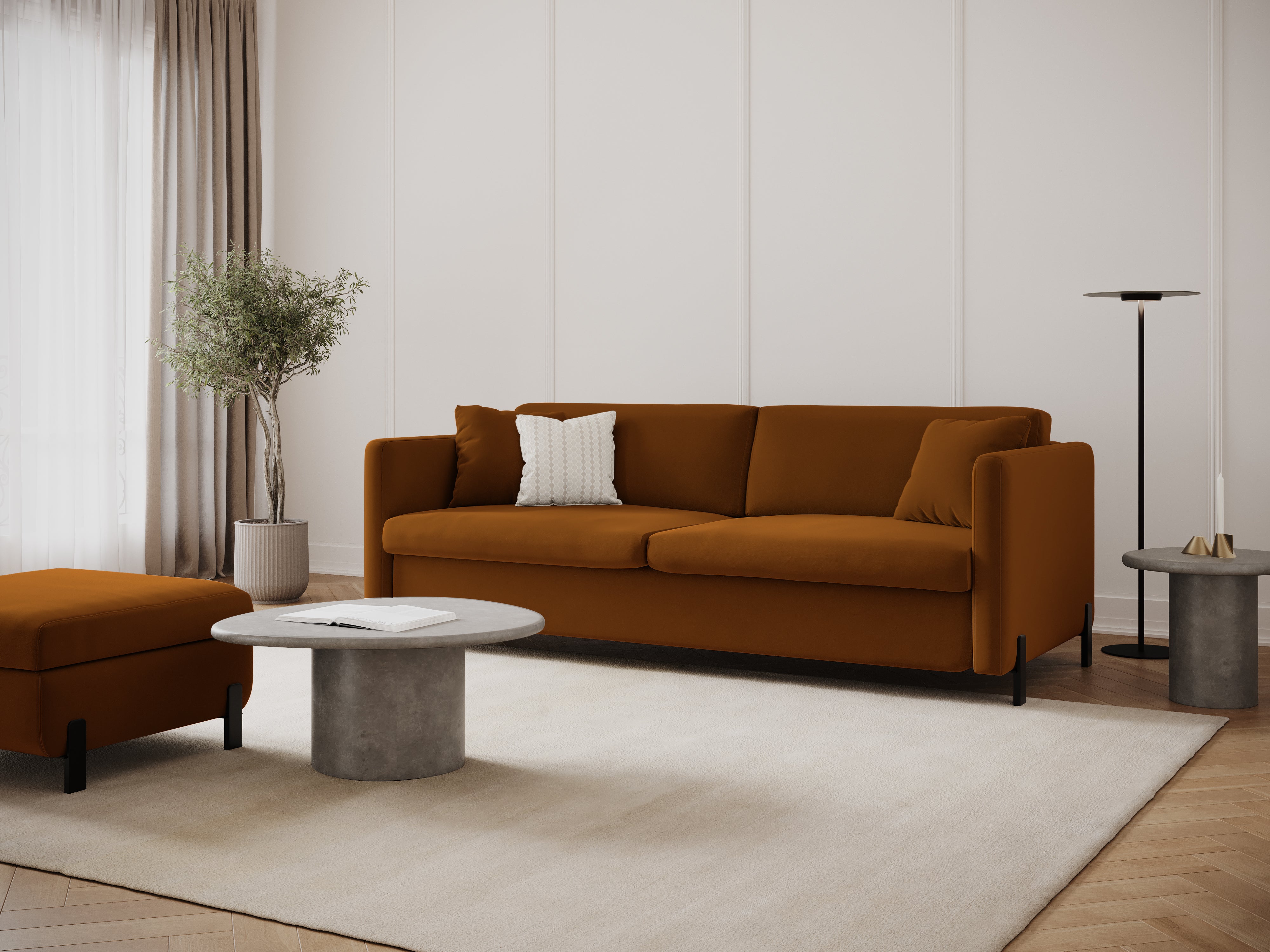Velvet pouf with storage GLORIA brown