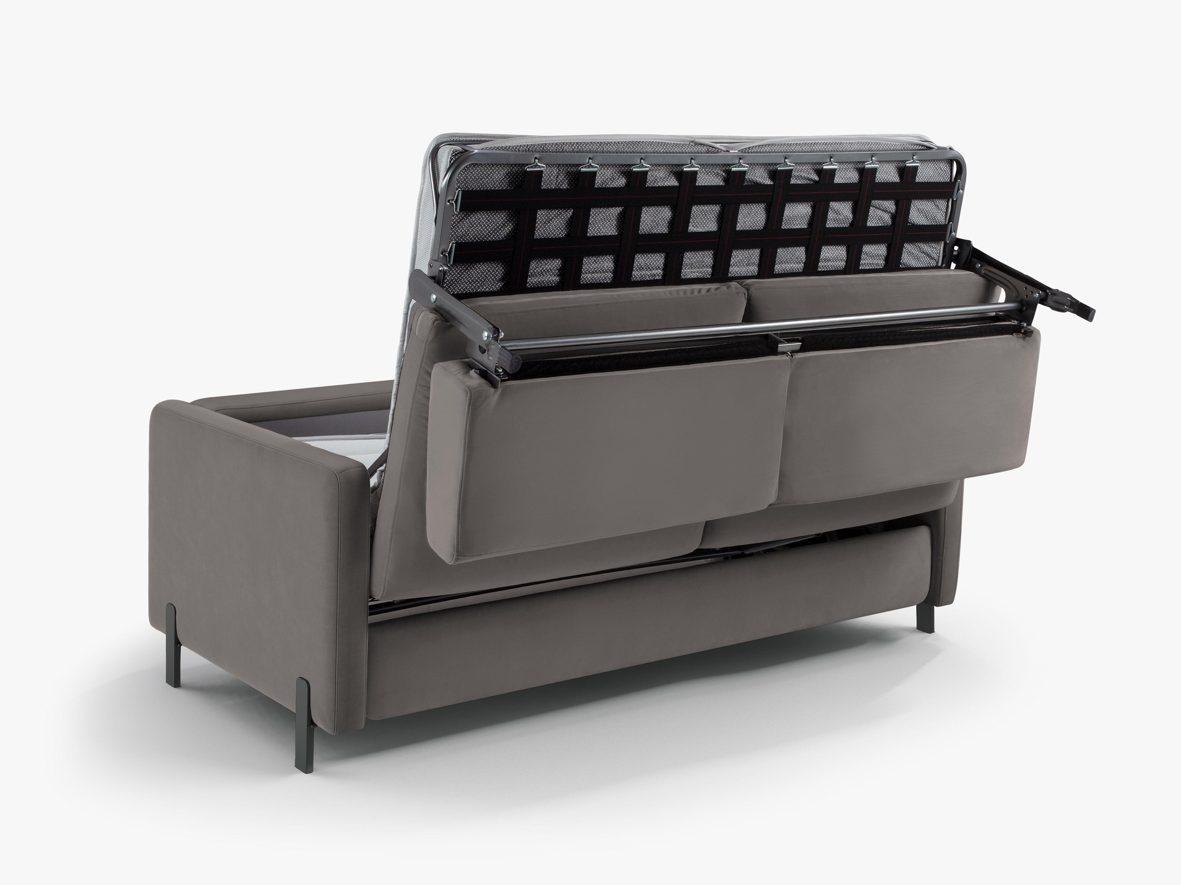 Sofa aus Samt 3-sitzig mit Schlaf-Funktion GLORIA grau