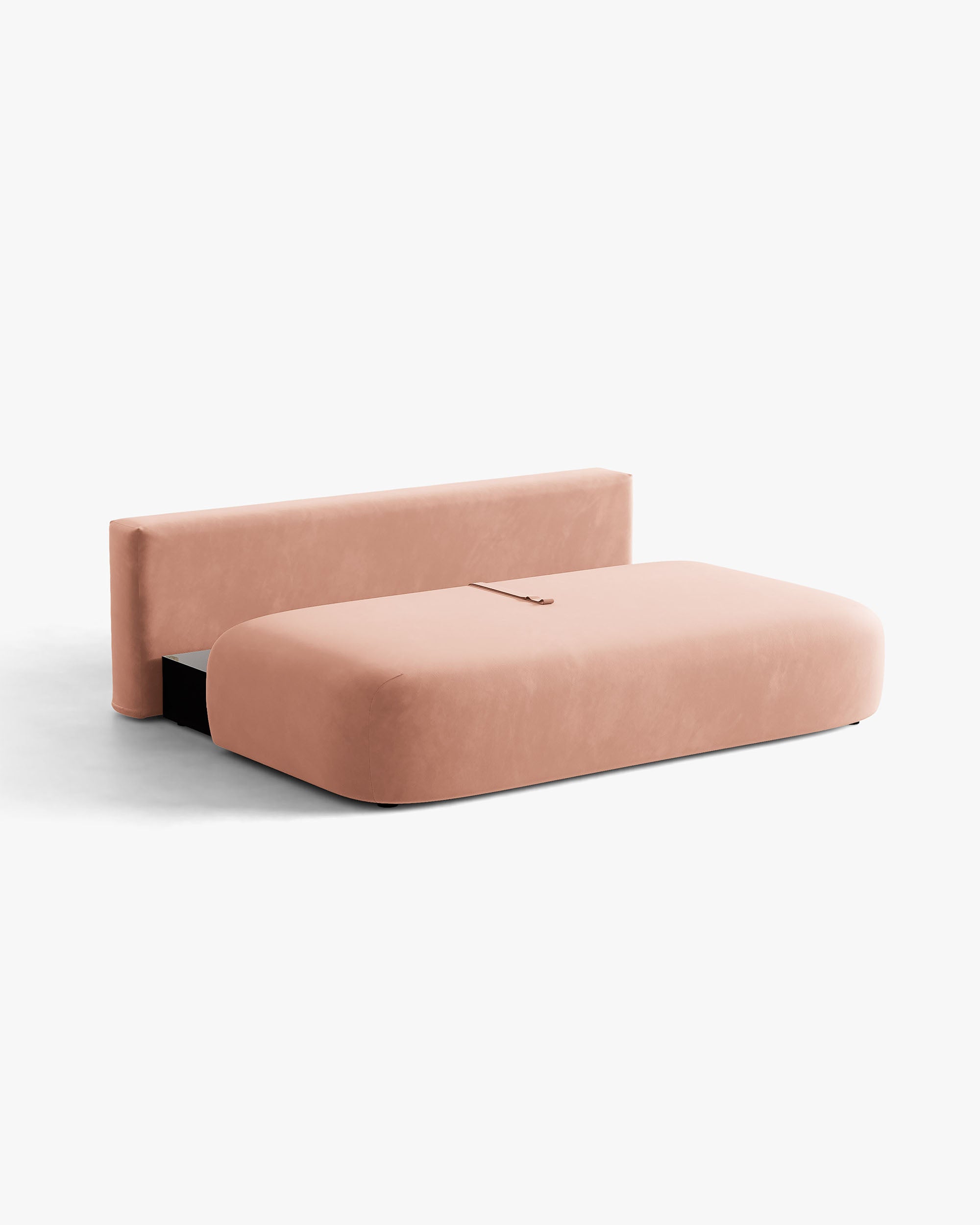 Sofa für 3 Personen aus Samt mit Schlaf-Funktion HENA in Rosa mit Ziegel-farbenen Kissen