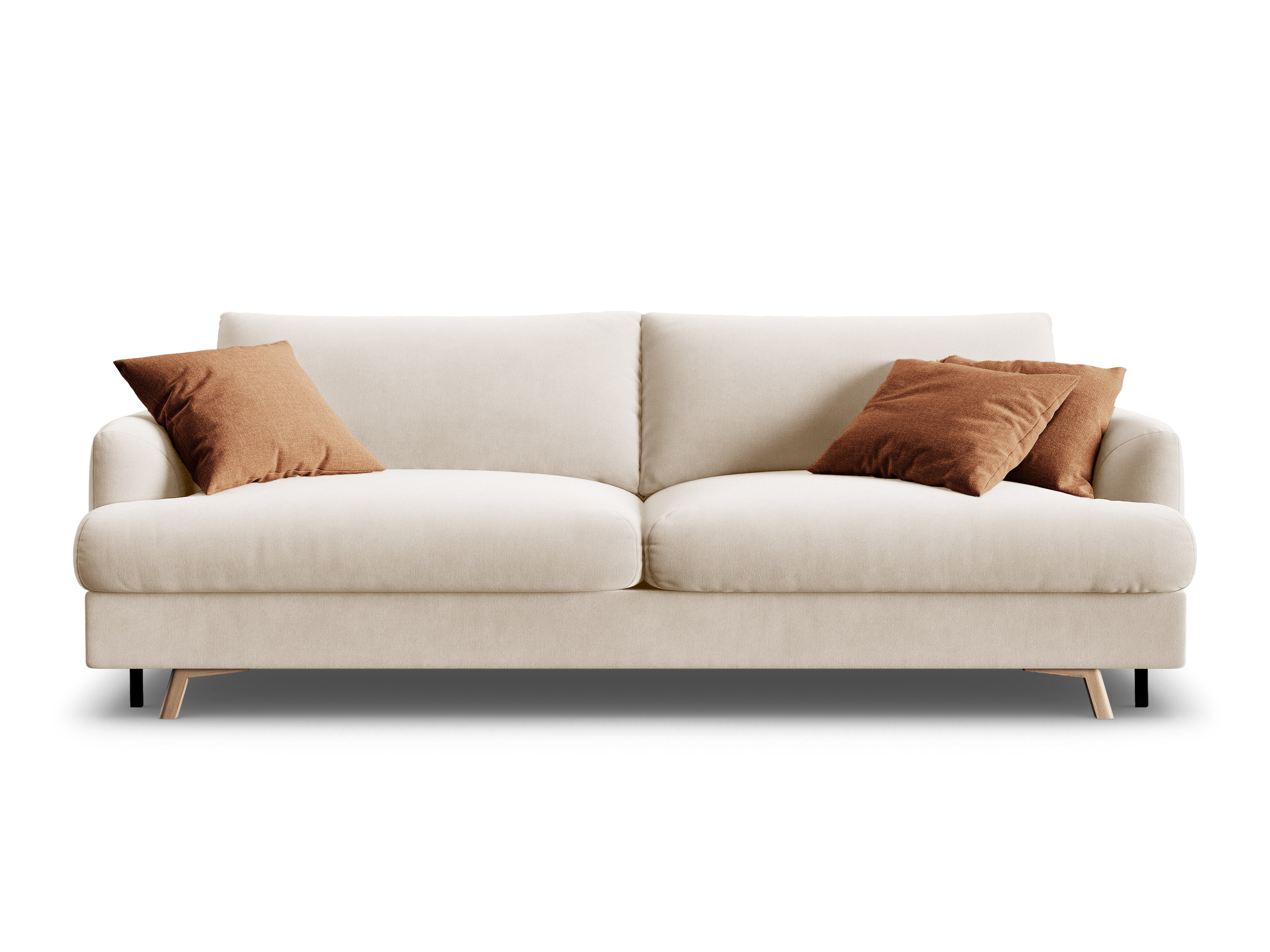 Beige 3-Seater Velvet Sofa with Sleeping Function NAOMI