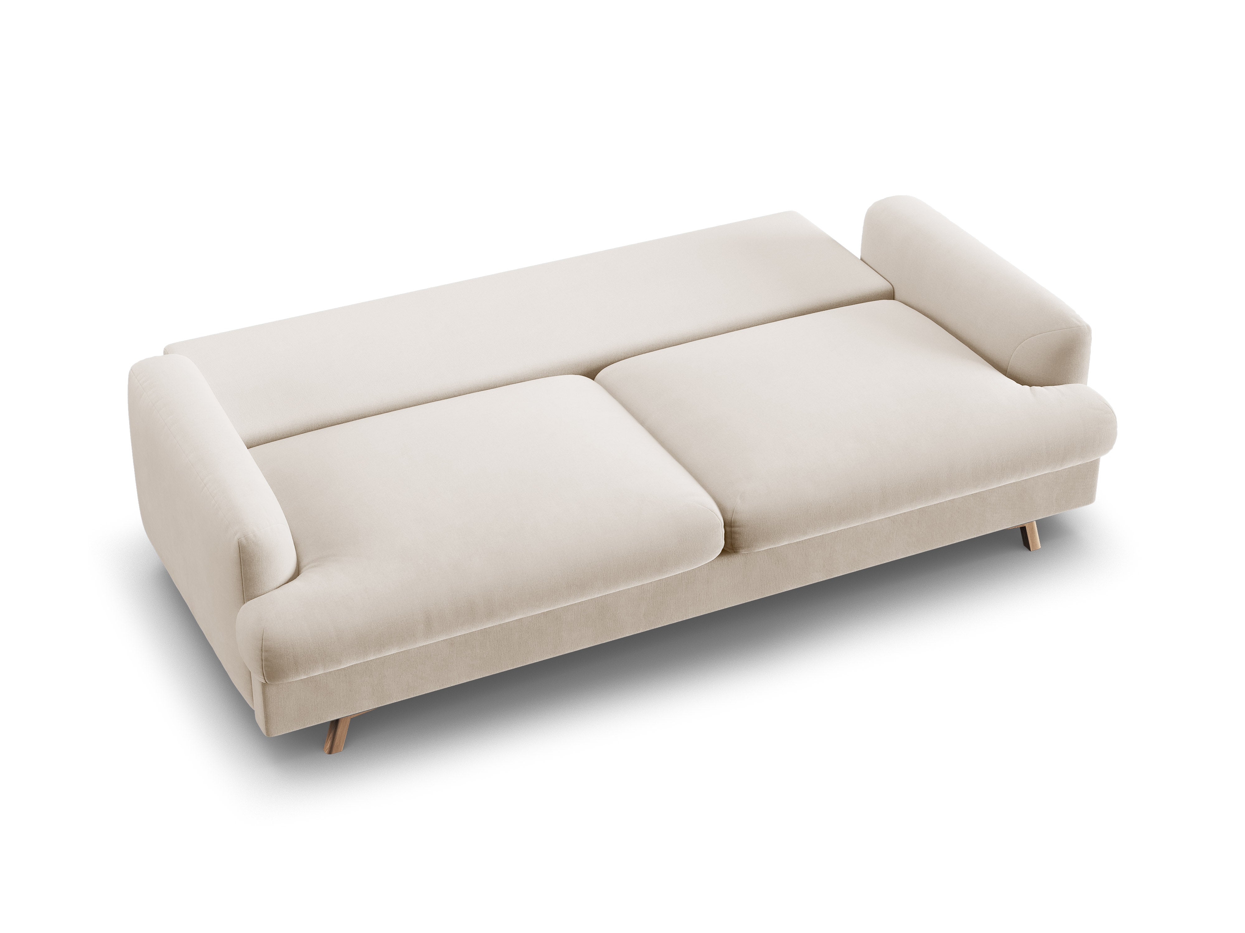 Beige 3-Seater Velvet Sofa with Sleeping Function NAOMI
