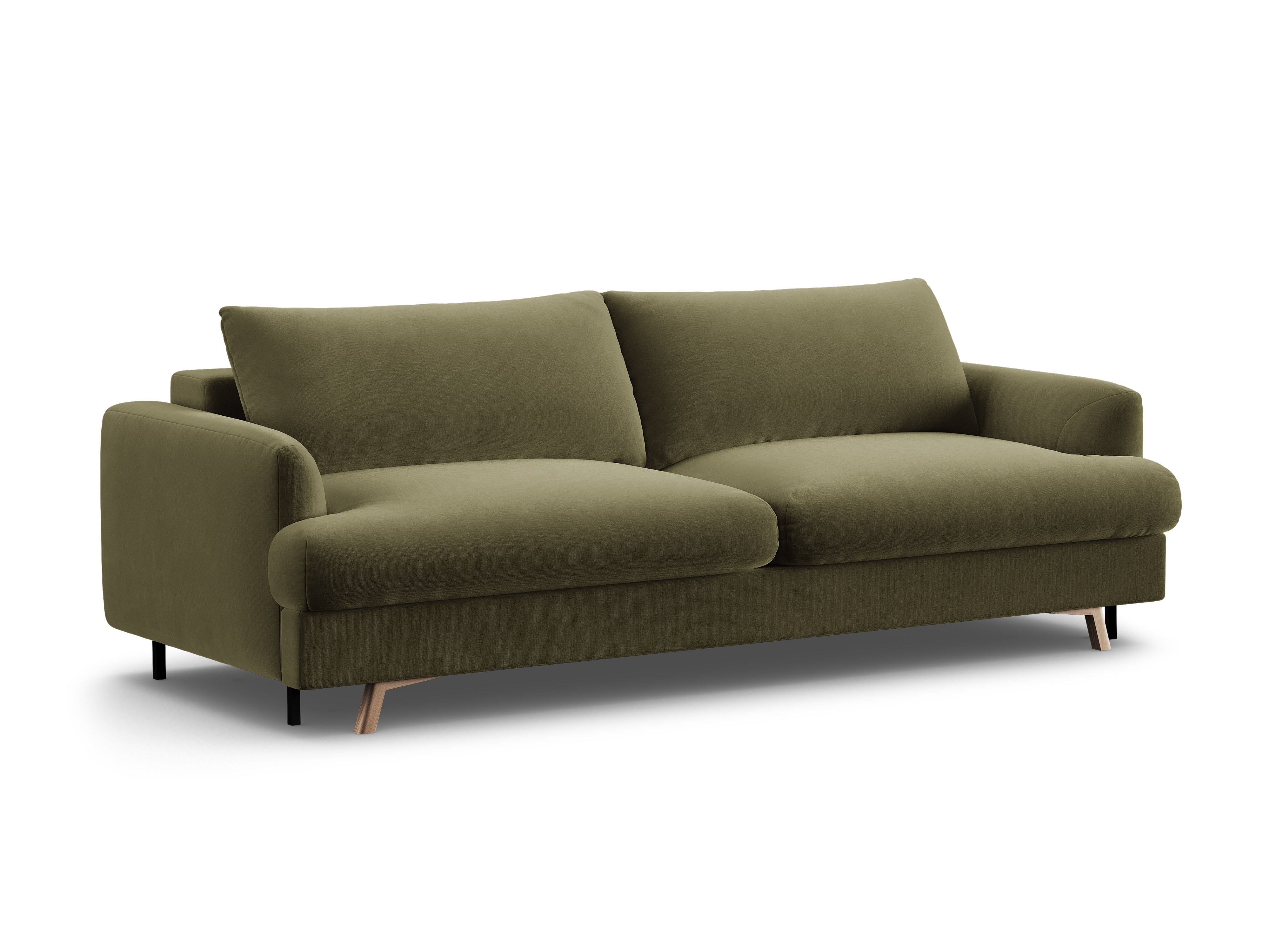 Sofa aus Samt für 3 Personen mit Schlaf-Funktion NAOMI grün