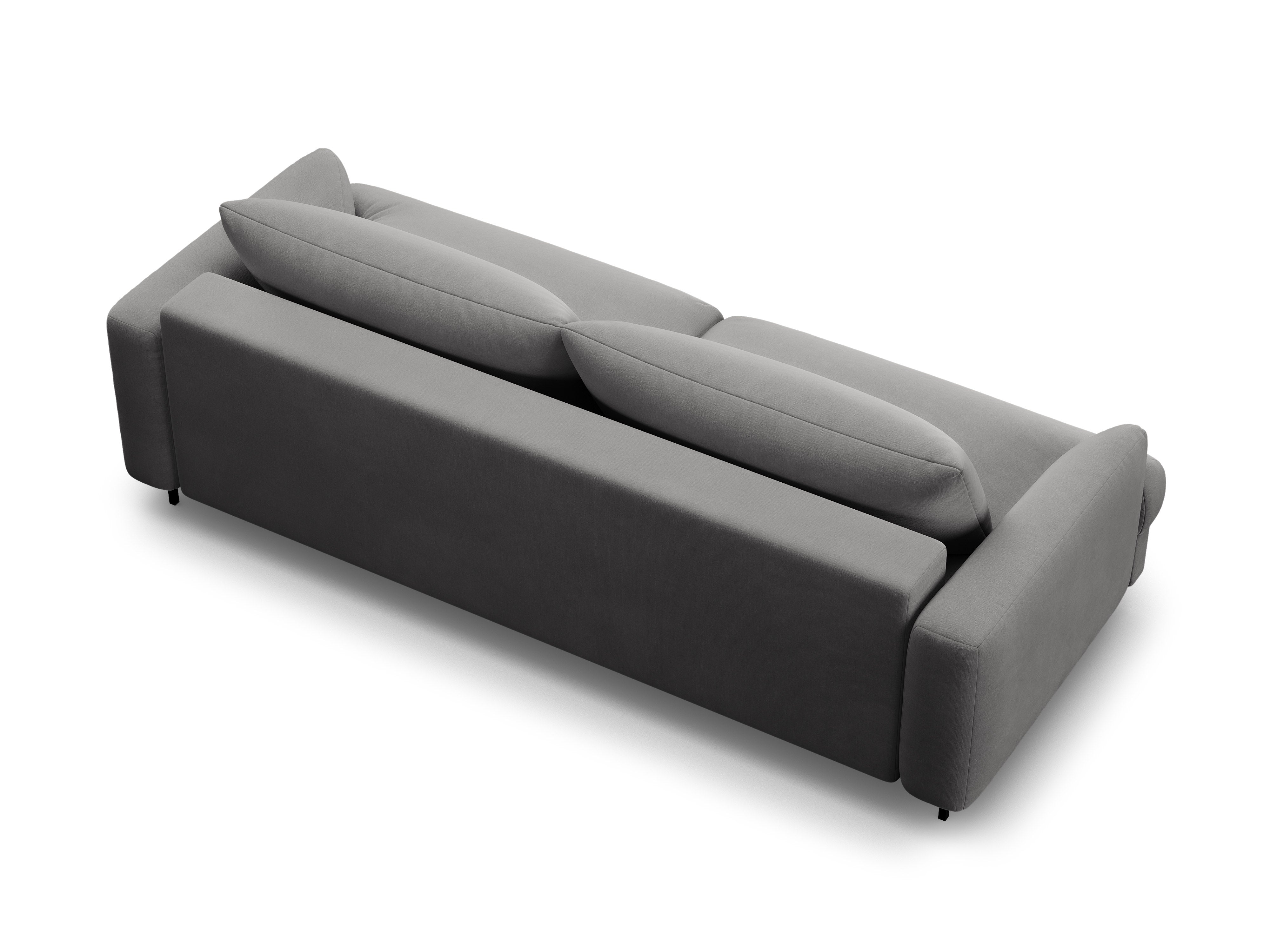 Sofa aksamitna 3-osobowa z funkcją spania NAOMI szary do salonu