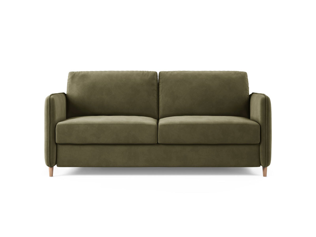 Sofa aksamitna 3-osobowa z funkcją spania SIMO zielony – Micadoni