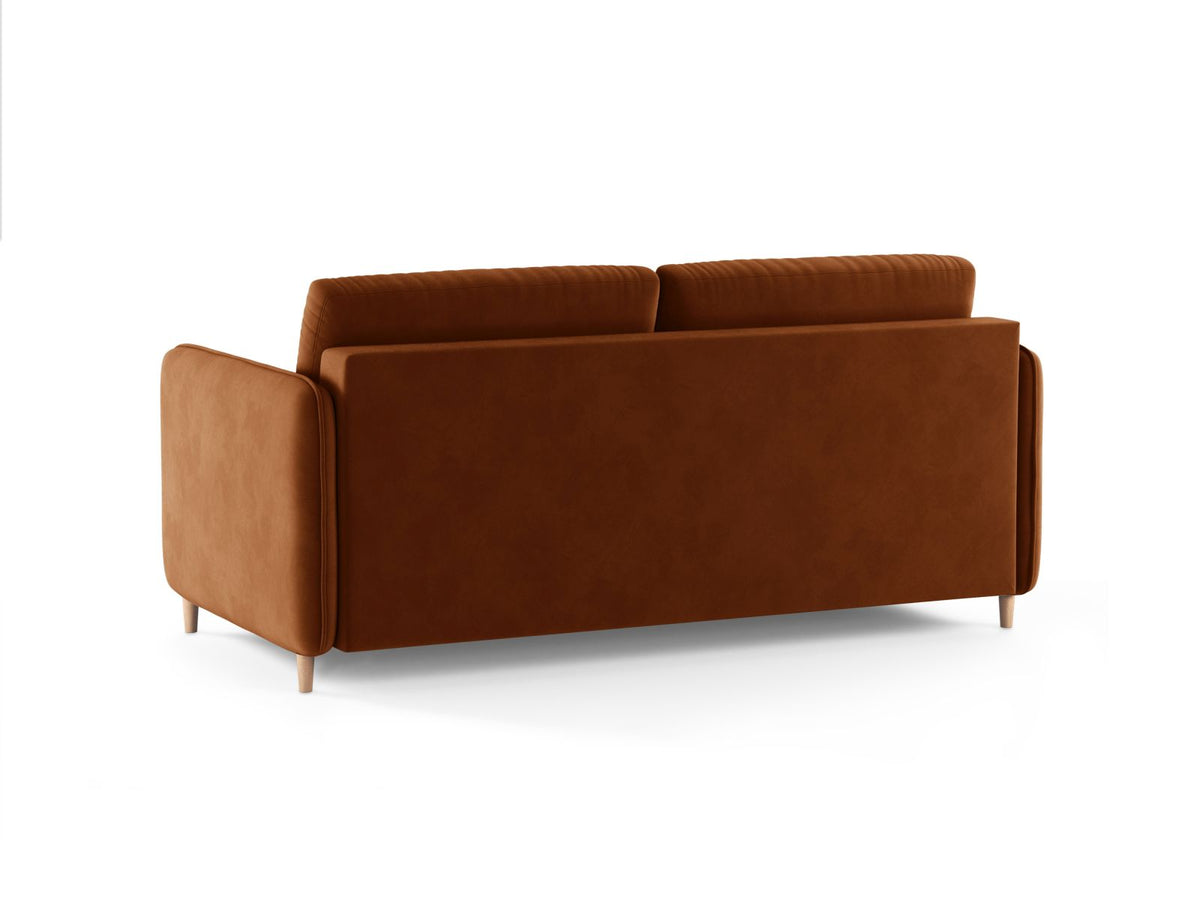 Sofa aksamitna 3-osobowa z funkcją spania SIMO terakota – ujęcie 4