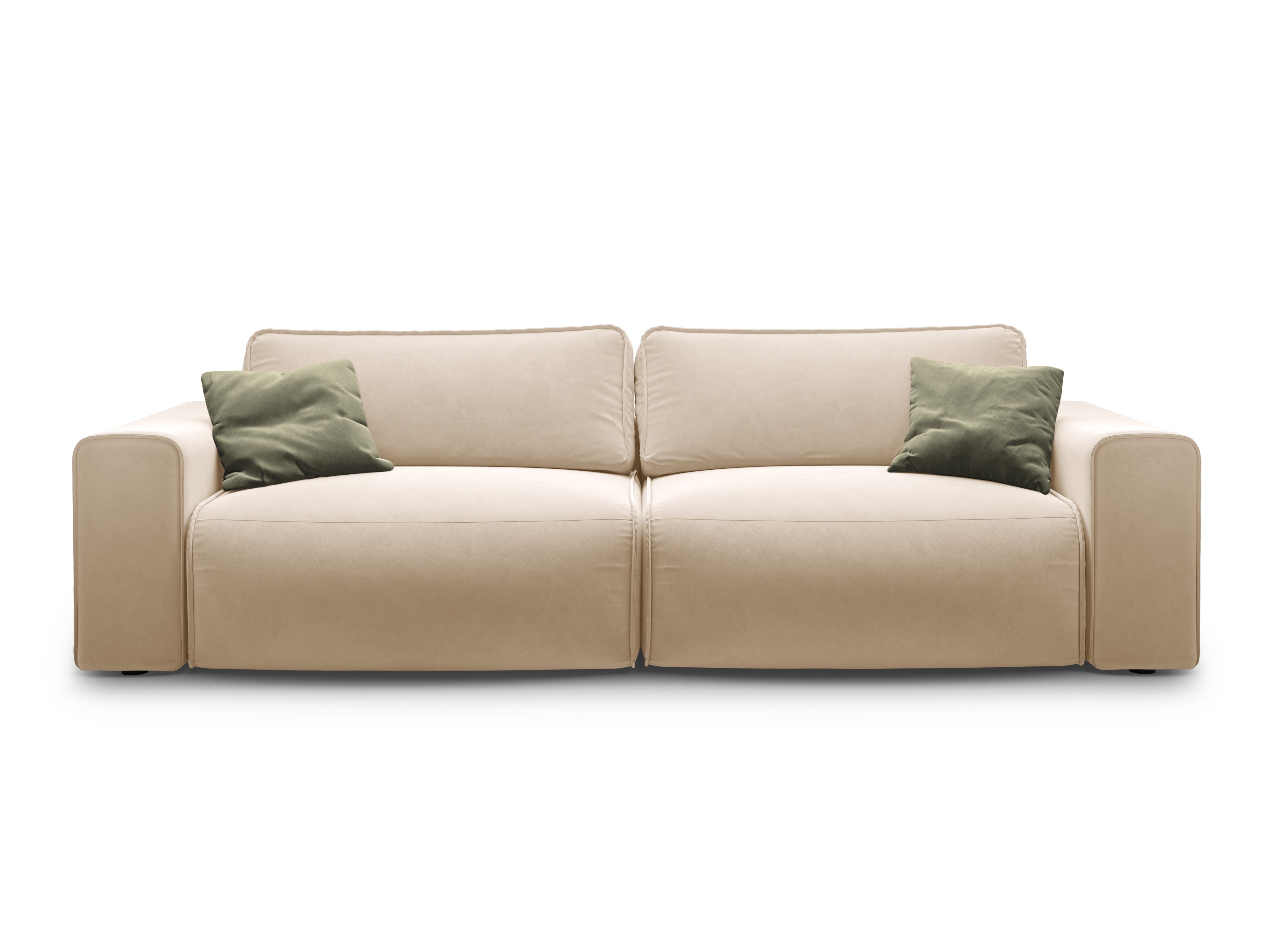 Sofa aus Samt für 3 Personen mit Schlaf-Funktion VICTOR beige