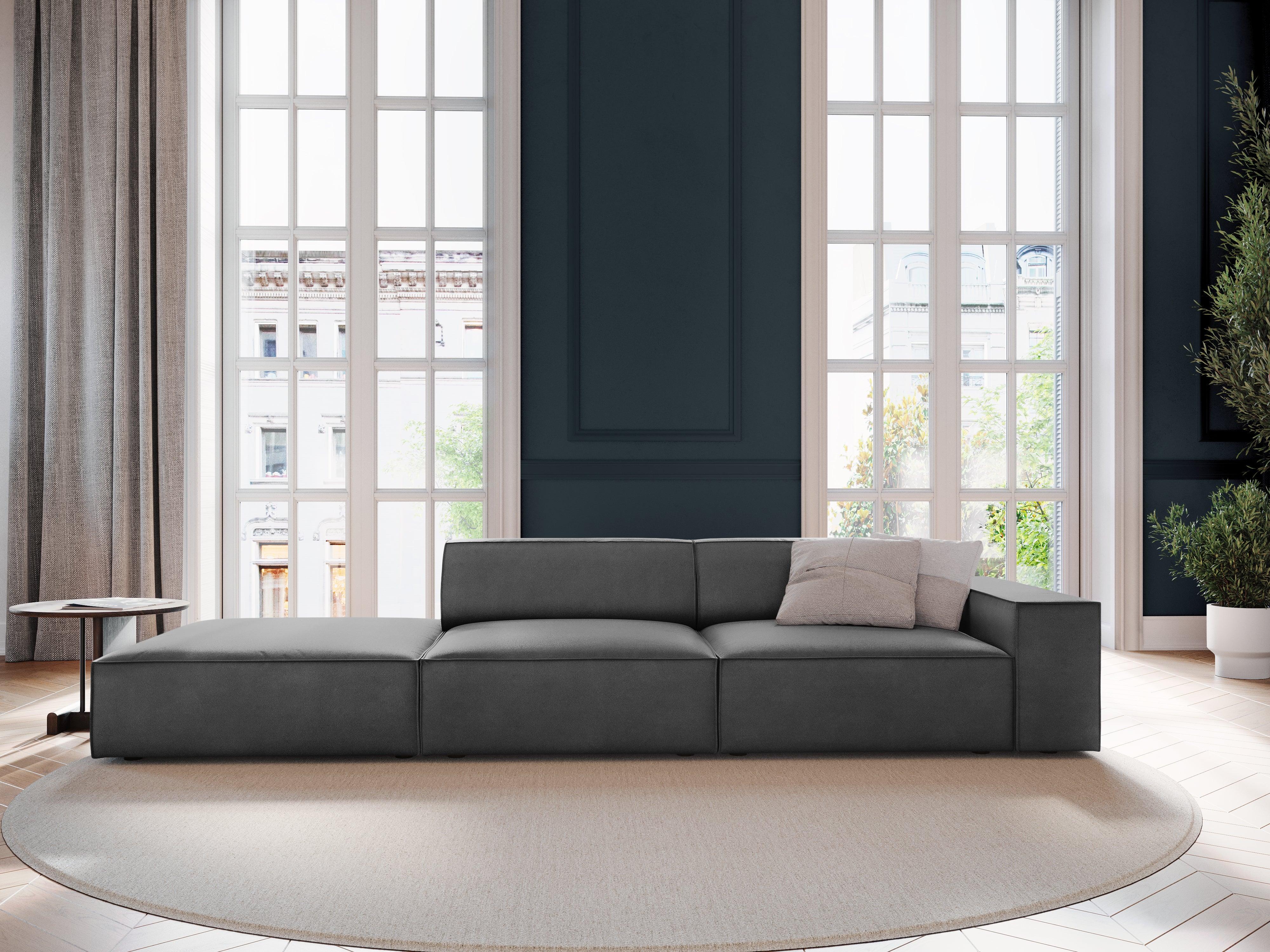 Sofa aksamitna lewostronna 3-osobowa JODIE ciemnoszary Micadoni Eye on Design