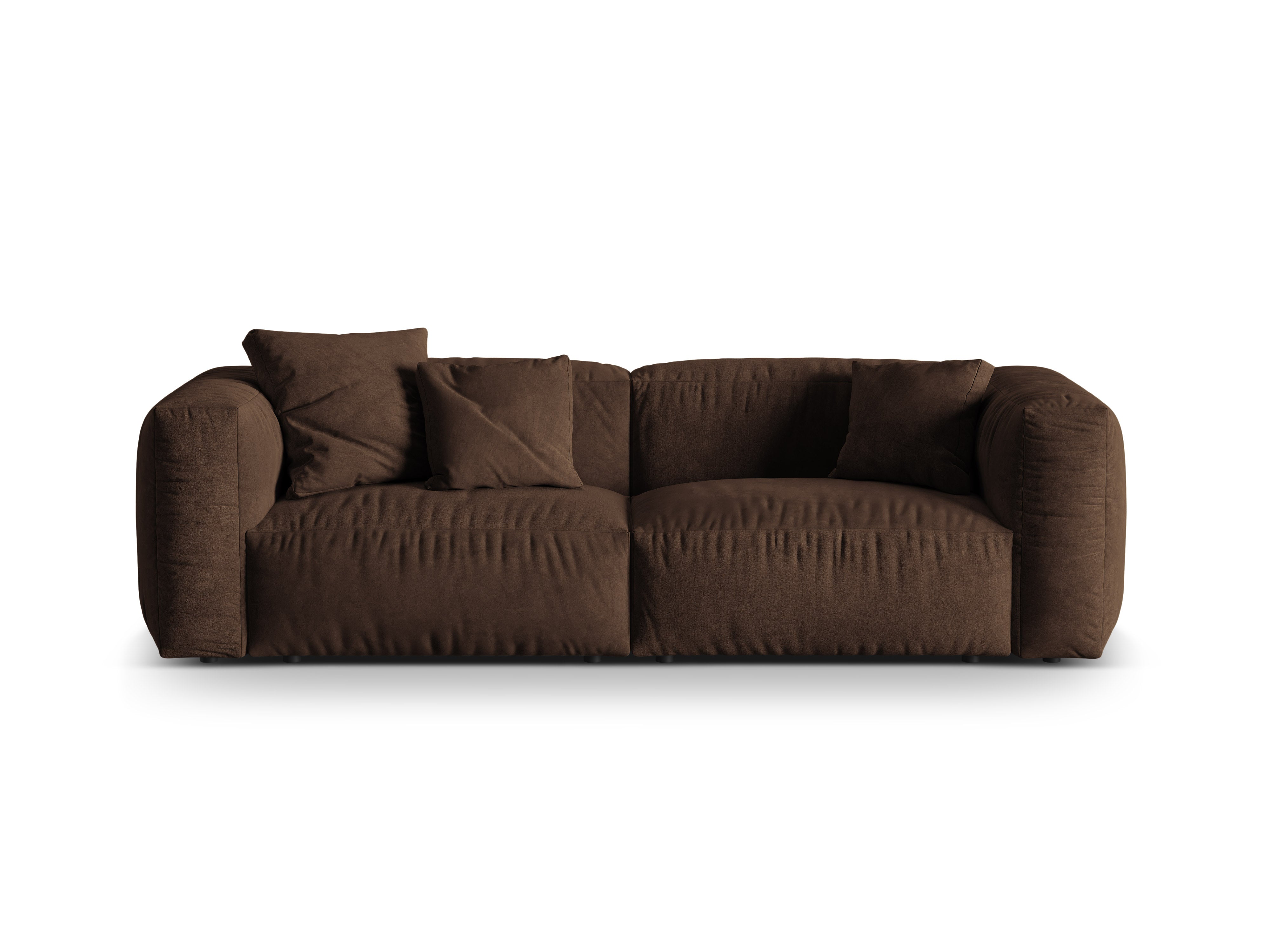 Sofa aus Samt für 3 Personen MARTINA in Schokoladenfarbe