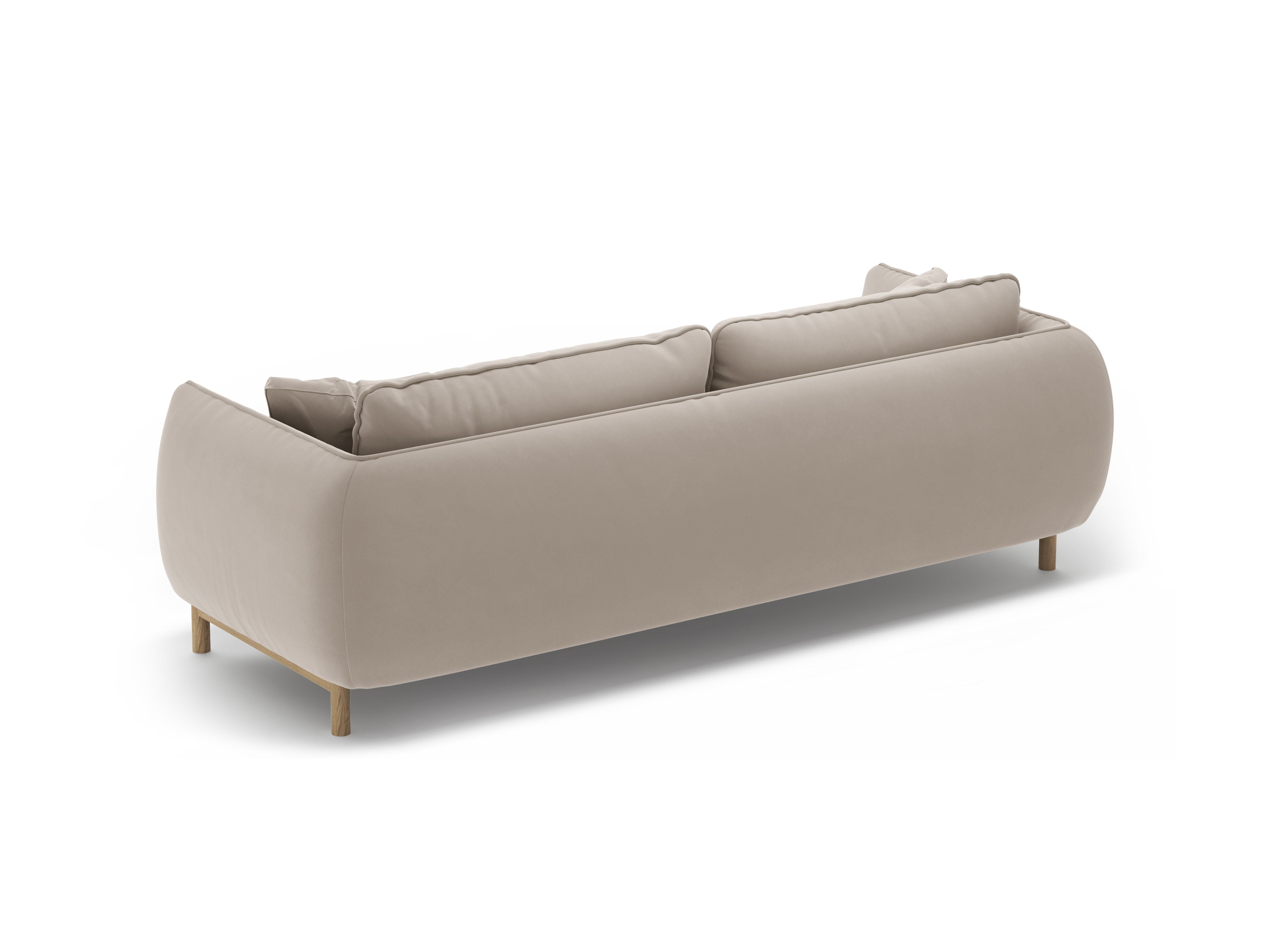 ADA Light Beige Velvet 3-Seater Sofa