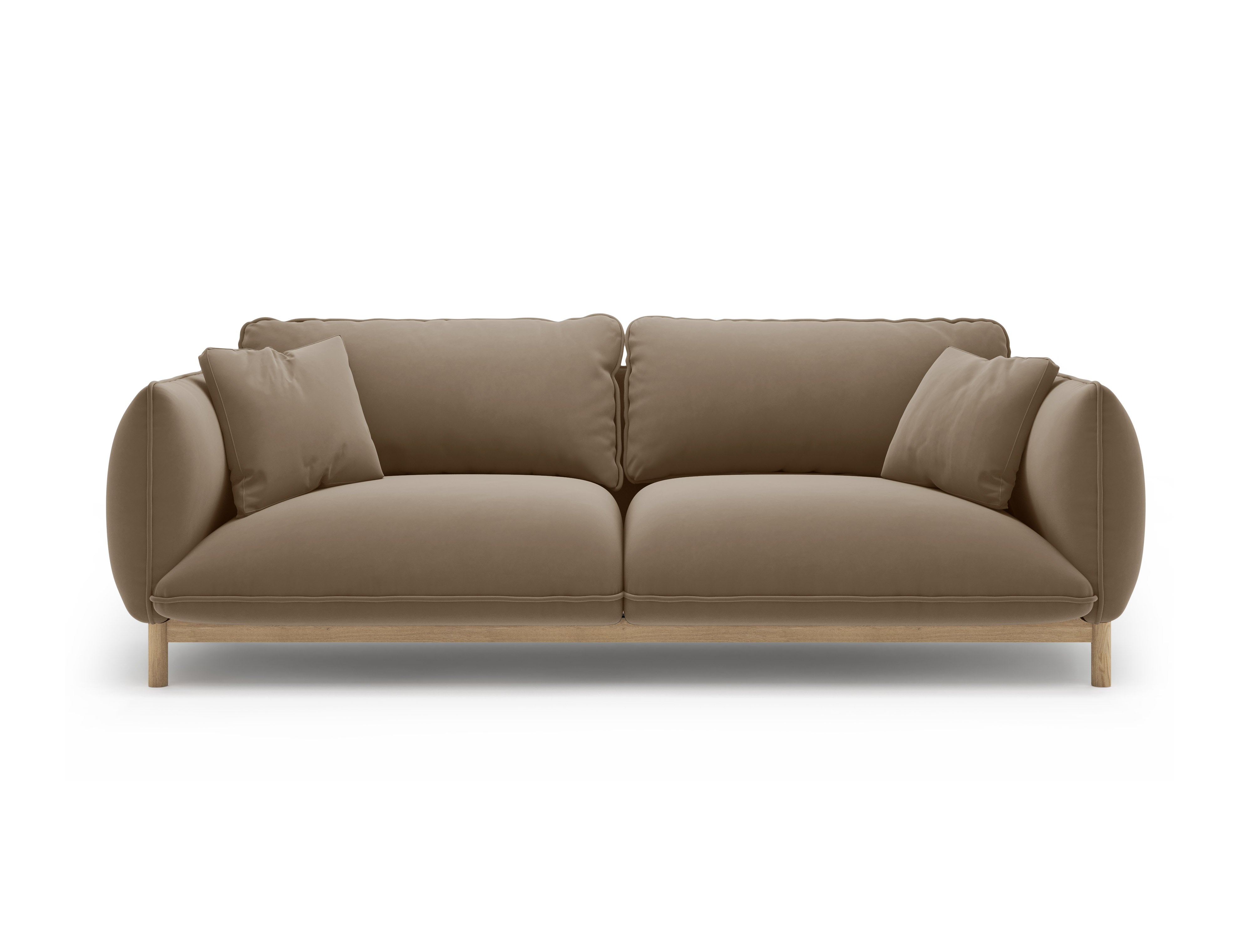 Sofa aus Samt 3-sitzig ADA hellbraun