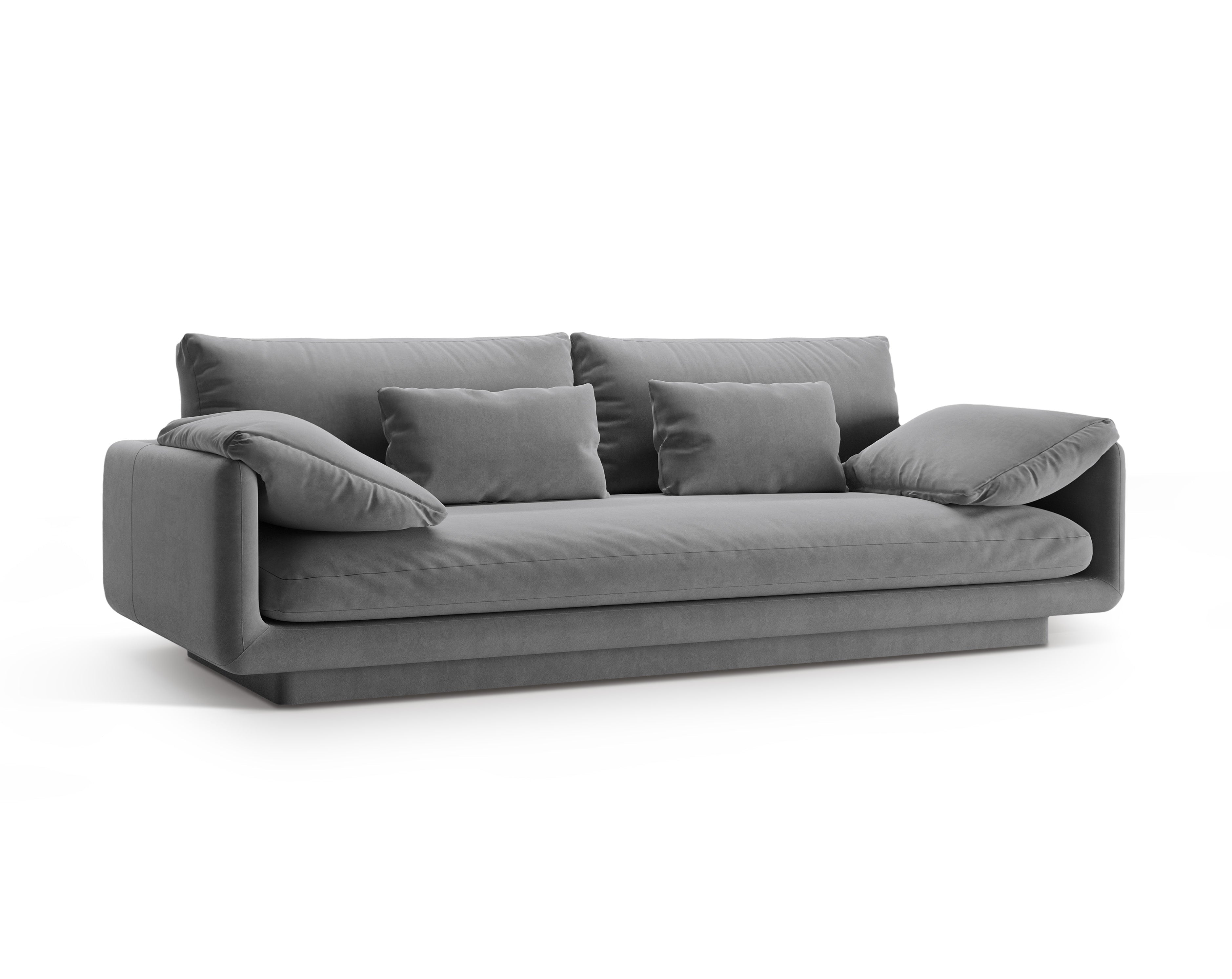 Velvet sofa 3-person torino light gray