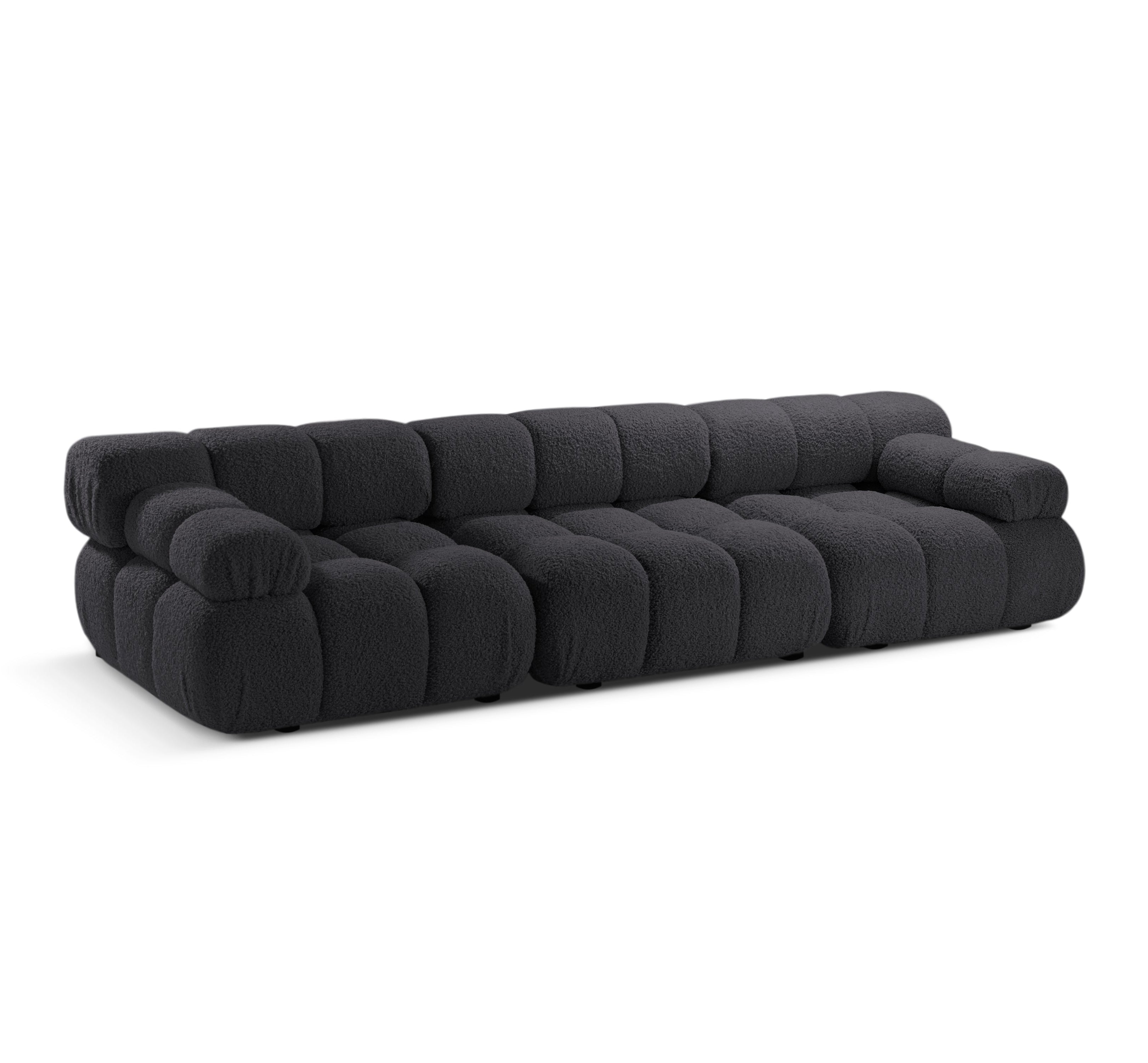 Modulares 3-Sitzer Sofa BELLIS in grafitfarbenem Boucle