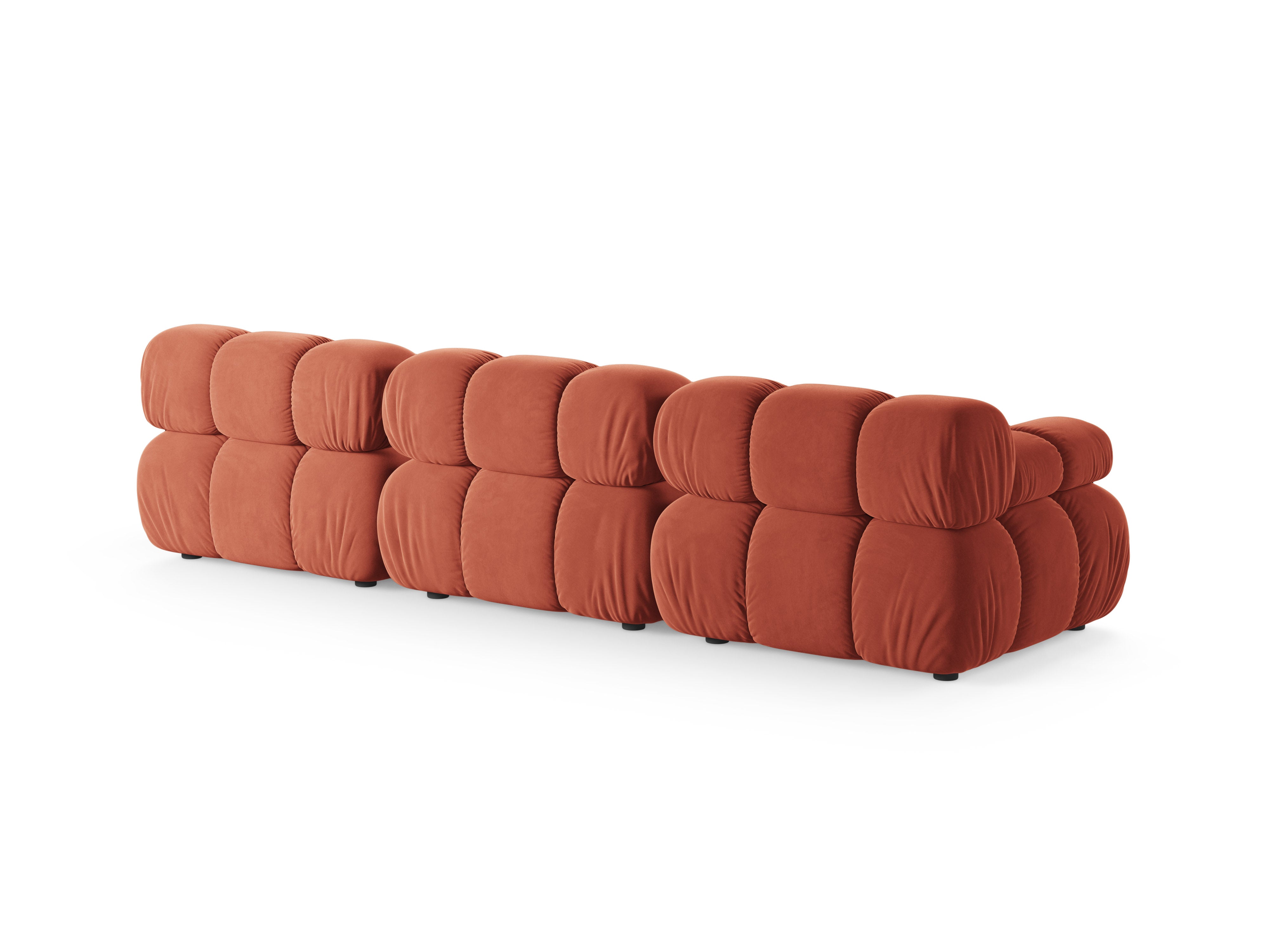 Modulares 3-Sitzer-Sofa BELLIS in korallenfarbenem Velours