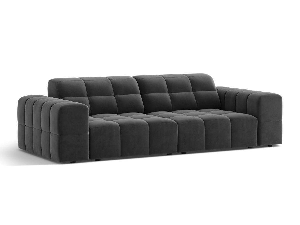 Sofa aksamitna 3-osobowa JENNIFER szary Venus – ujęcie boczne