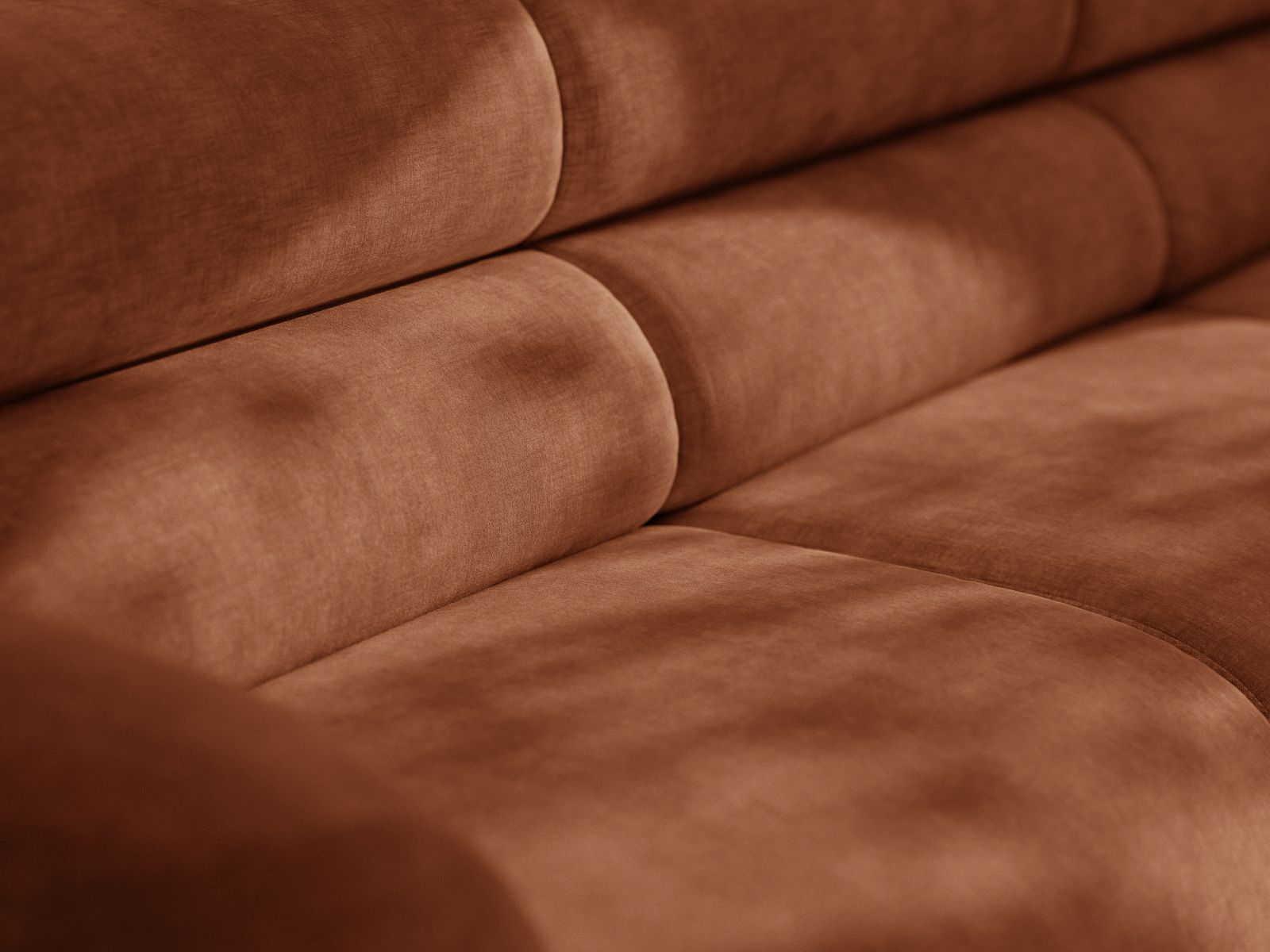 Sofa für 3 Personen NEO in ziegelrotem Chenille