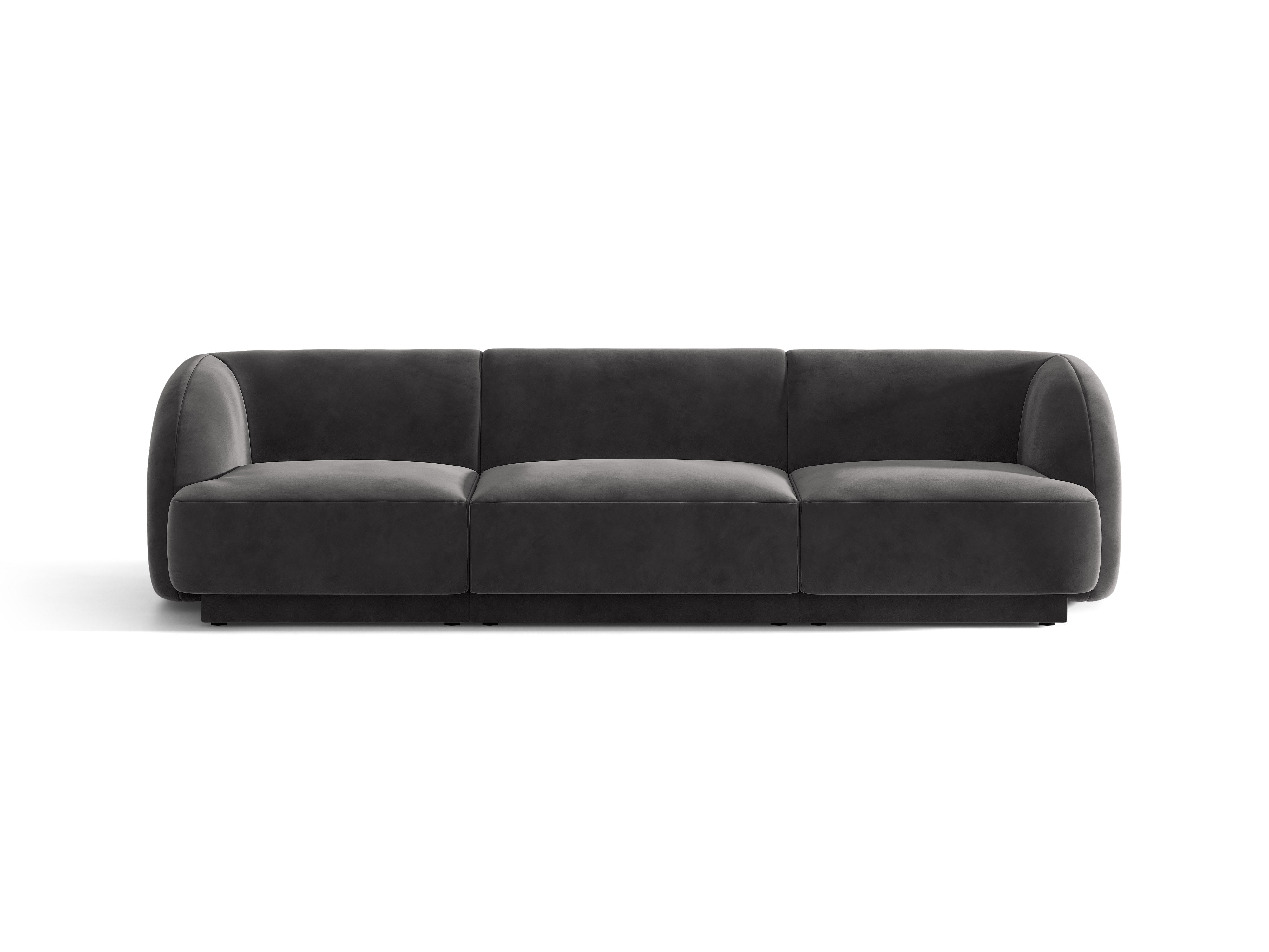 Sofa aus Samt 3-sitzig MILEY dunkelgrau