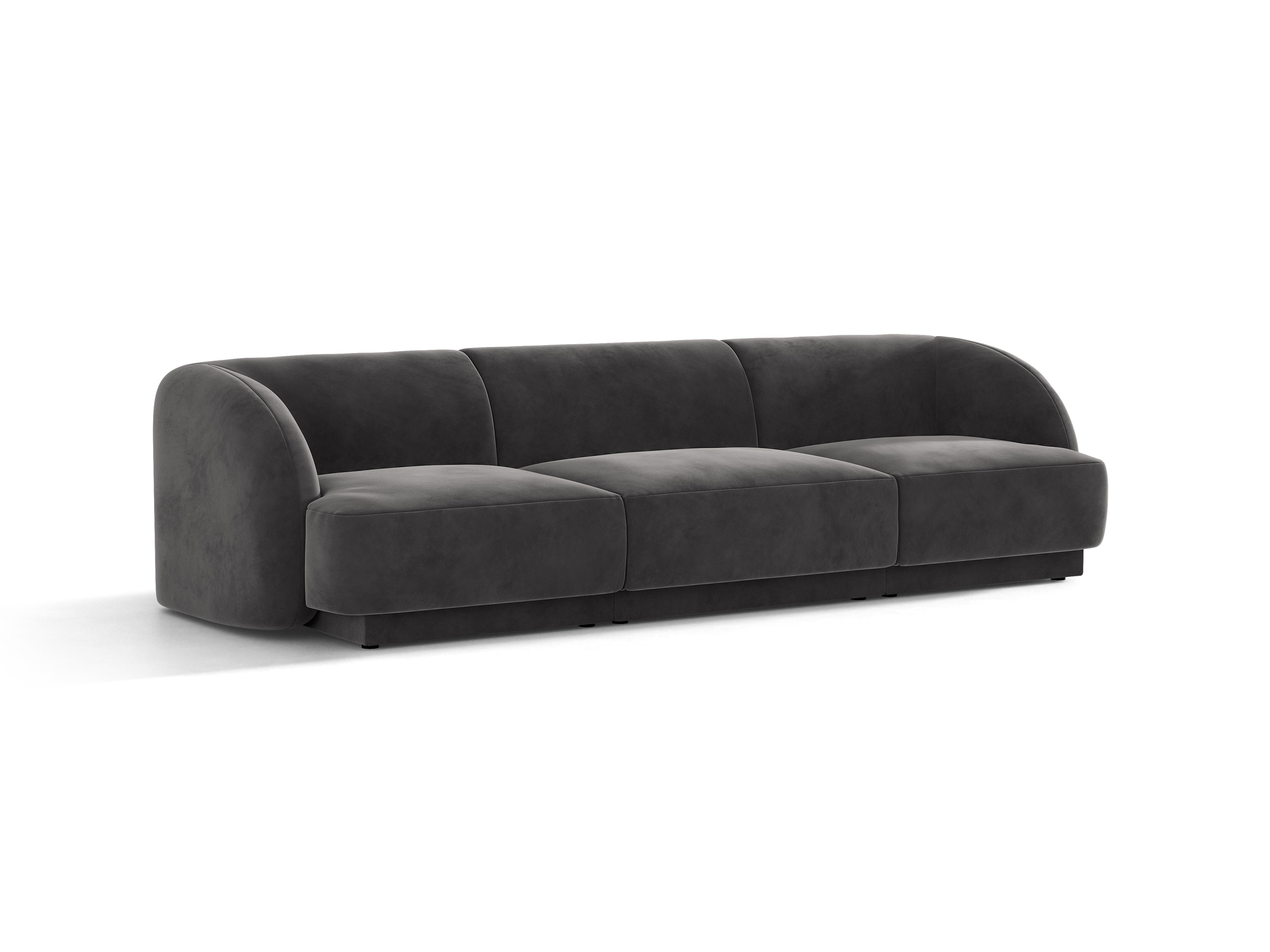 Sofa aus Samt 3-sitzig MILEY dunkelgrau