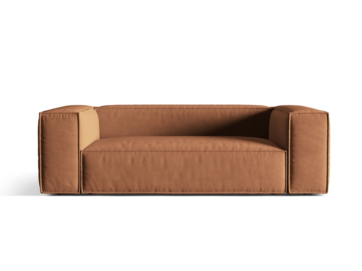 Sofa aksamitna 3-osobowa NURIA miodowy – Micadoni