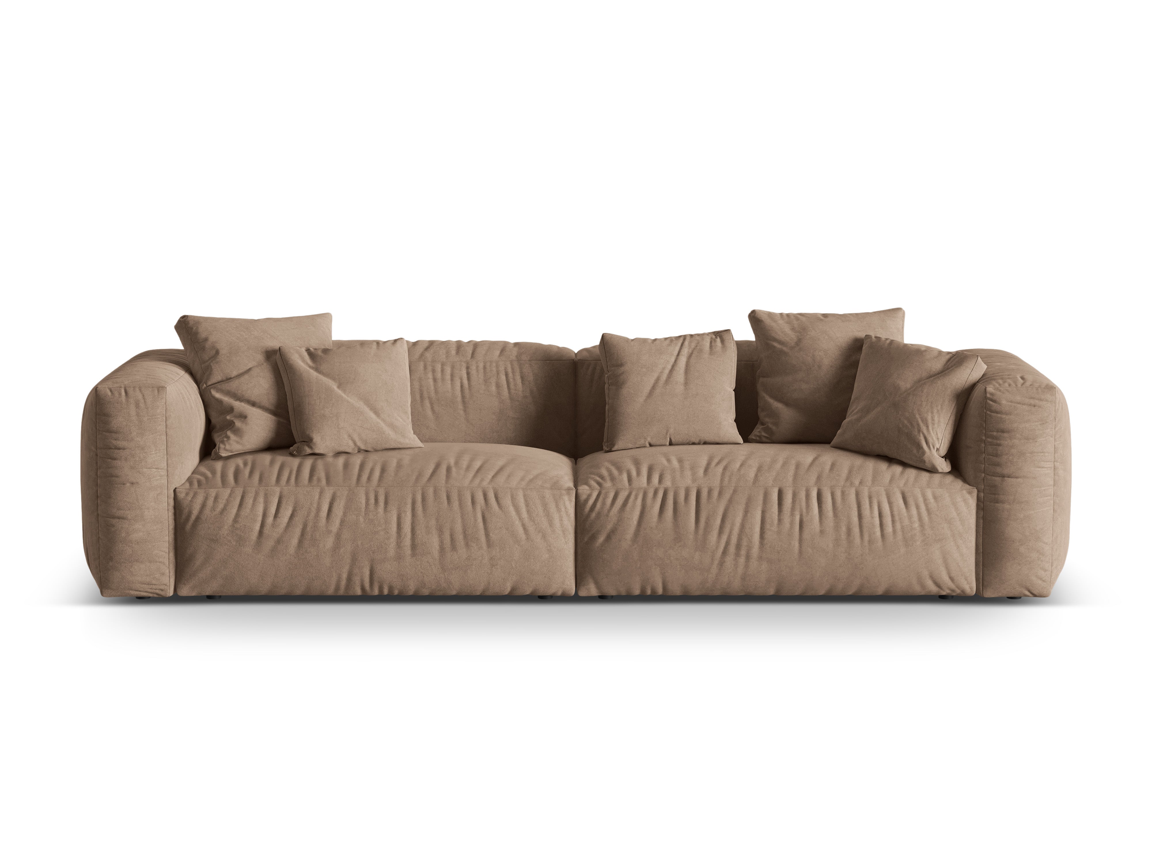 Samtsofa 4-Sitzer dunkler Beige