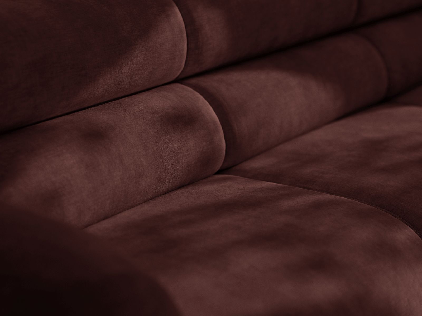Sofa für 4 Personen NEO in kirschrotem Chenille