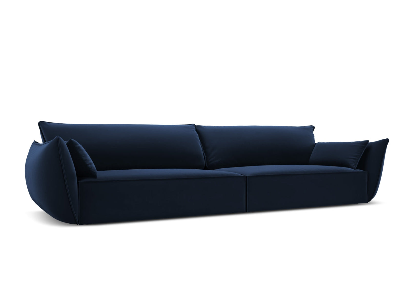 Sofa aksamitna 4-osobowa KAELLE kobaltowy – ujęcie boczne