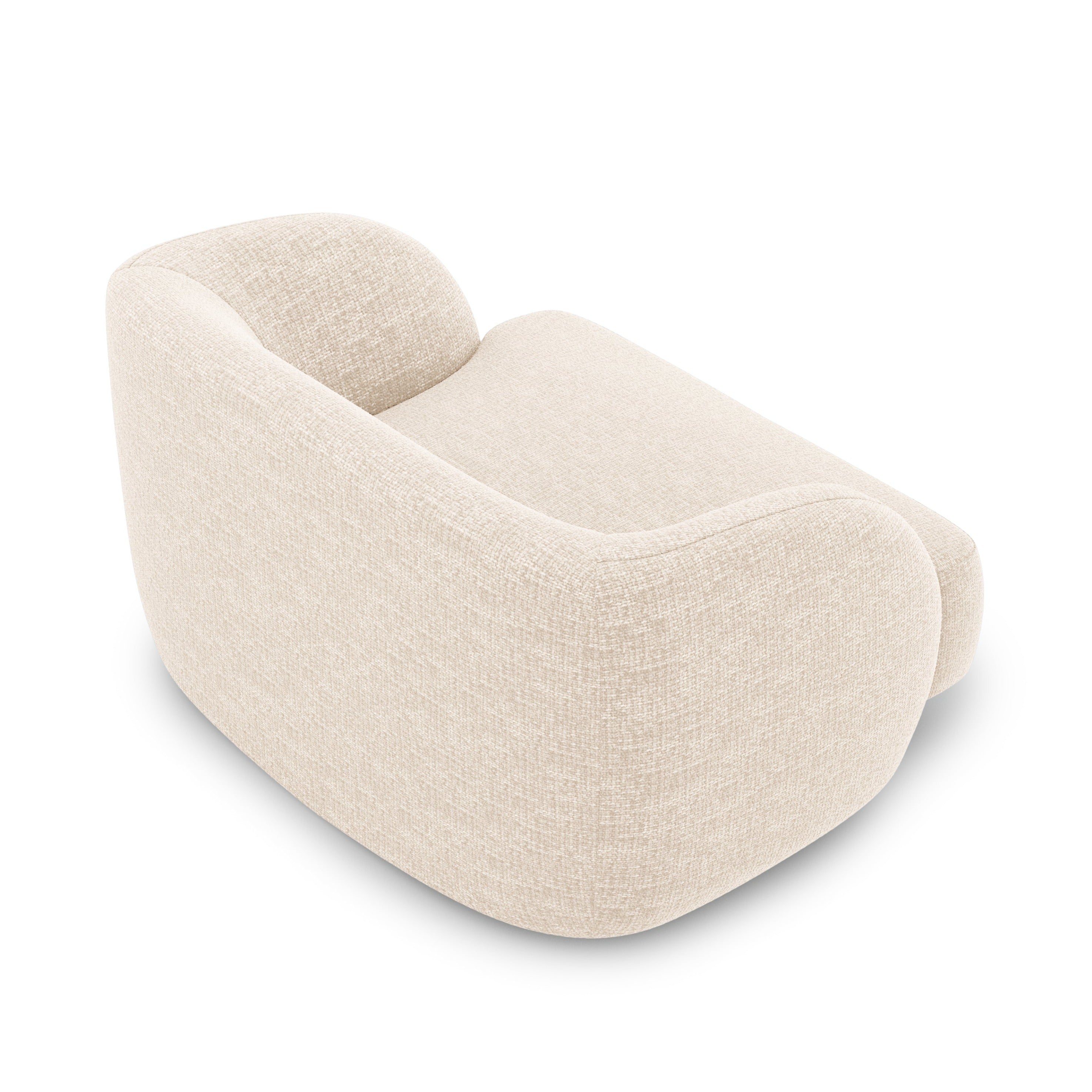 Fotel w tkaninie szenilowej MILEY jasnobeżowy Micadoni Eye on Design