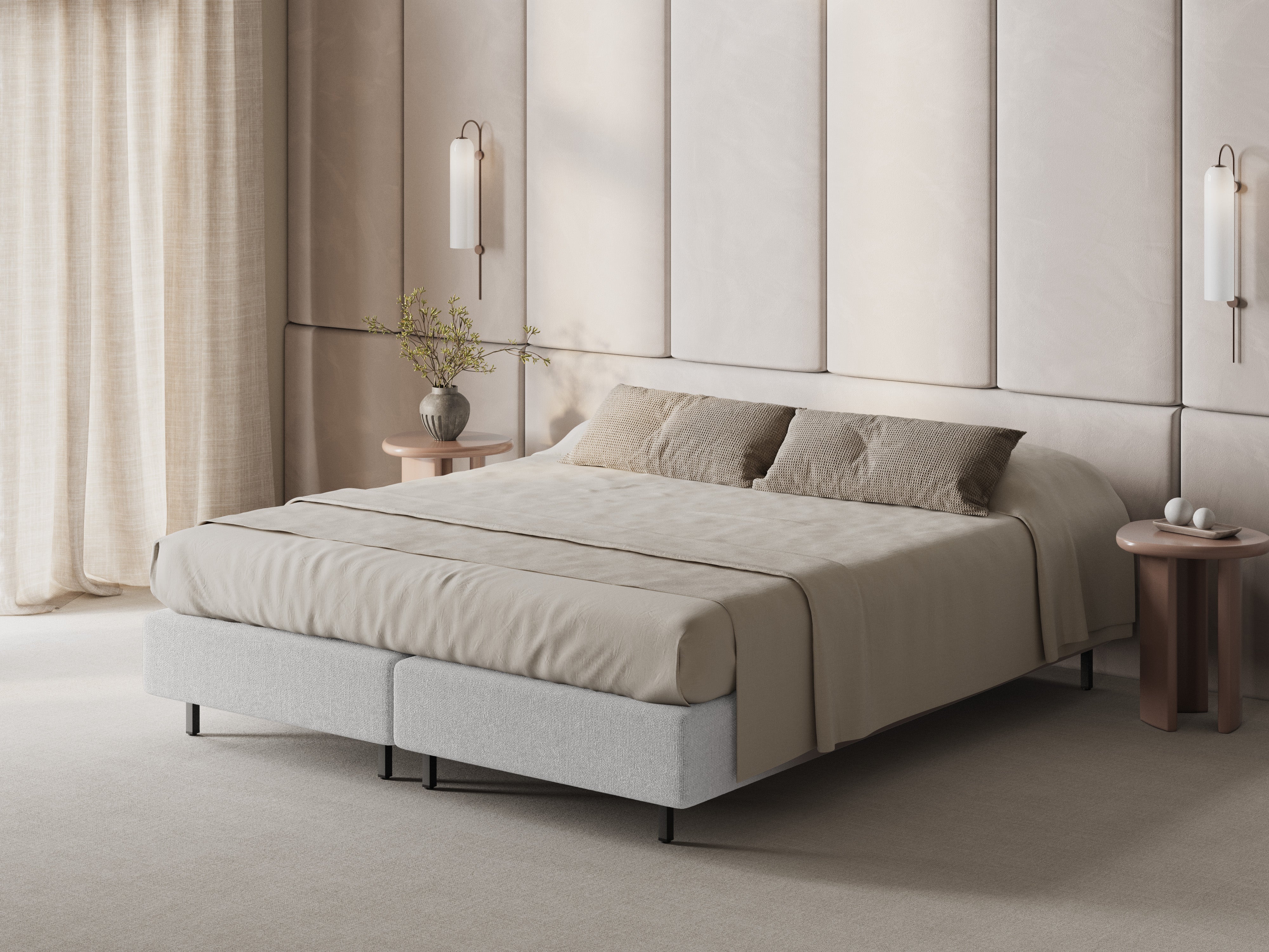 Bett WHALE silberner Chenille