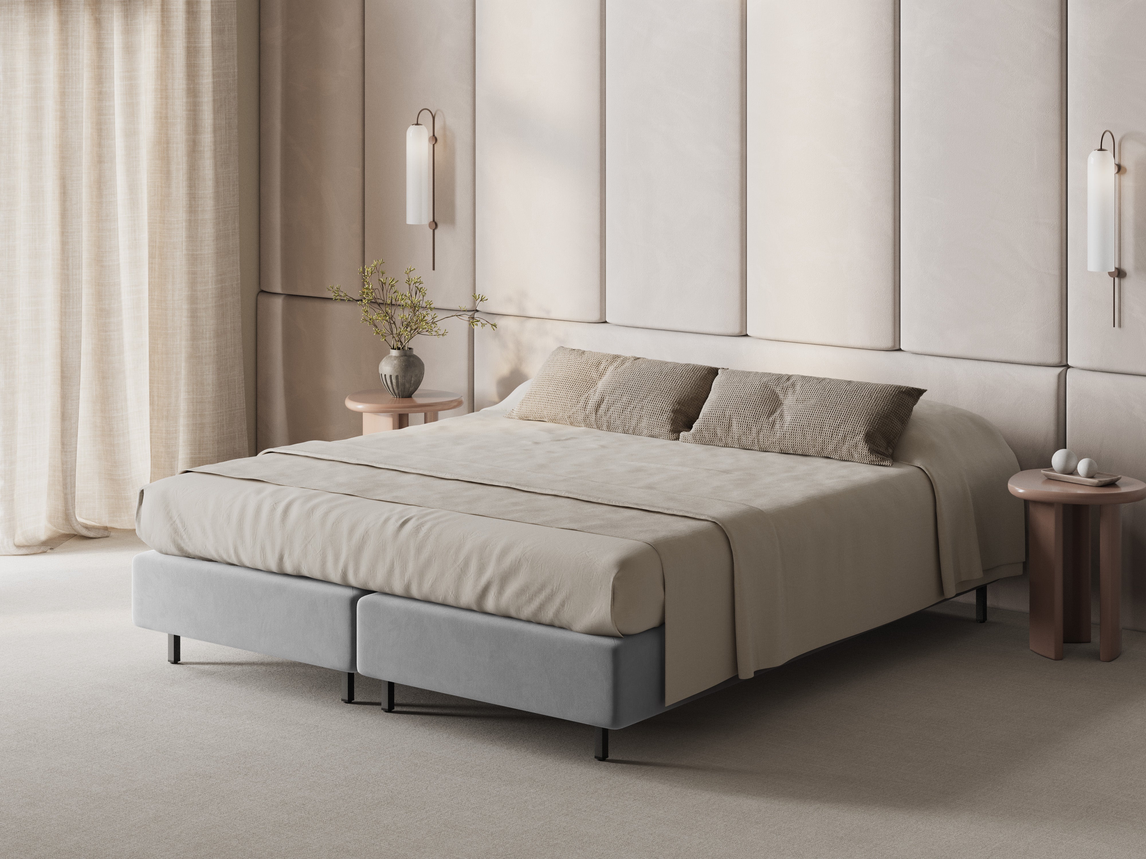 Velvet Bed WHALE Light Gray