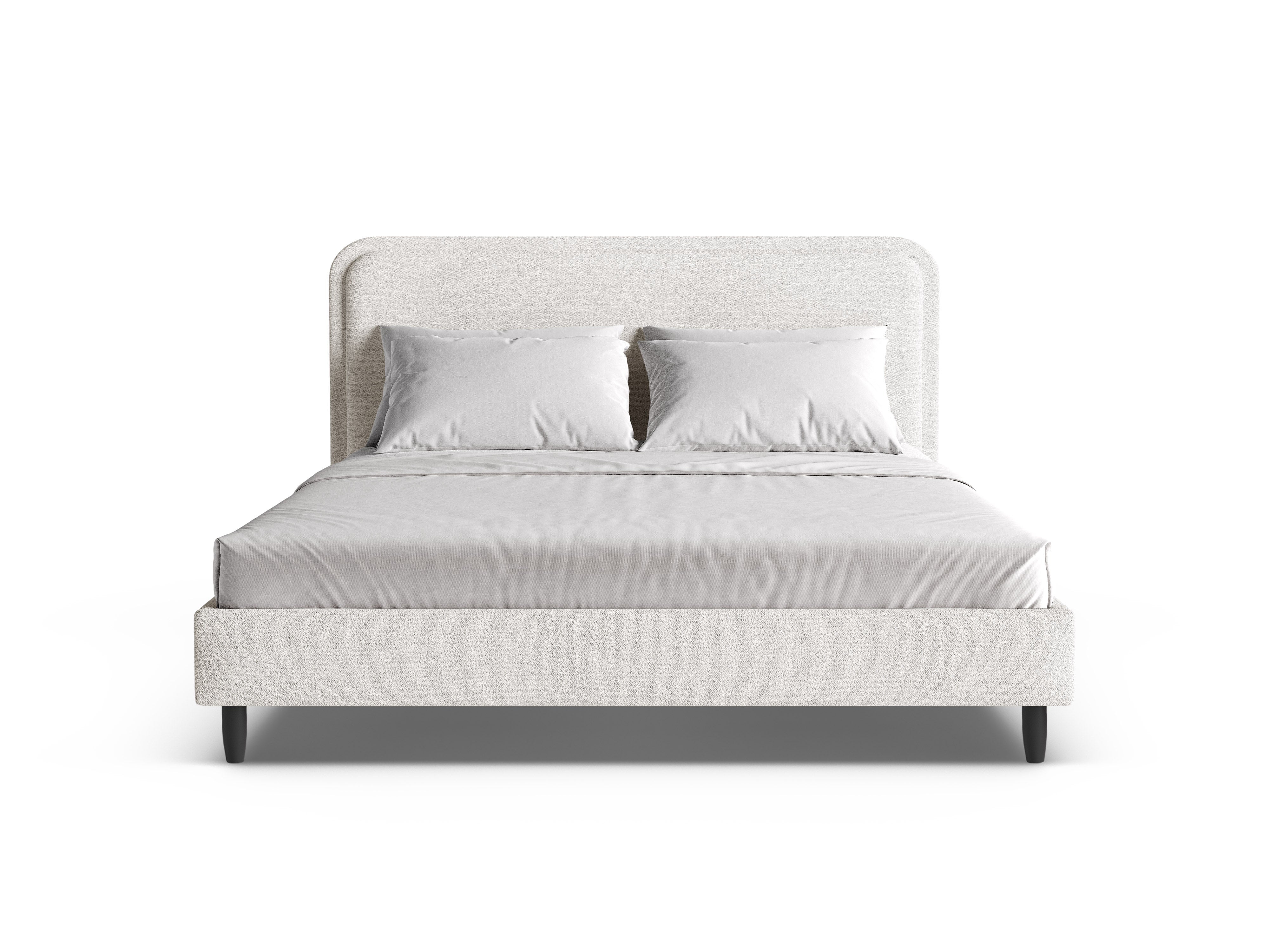 Bett AVELINE weiß Boucle
