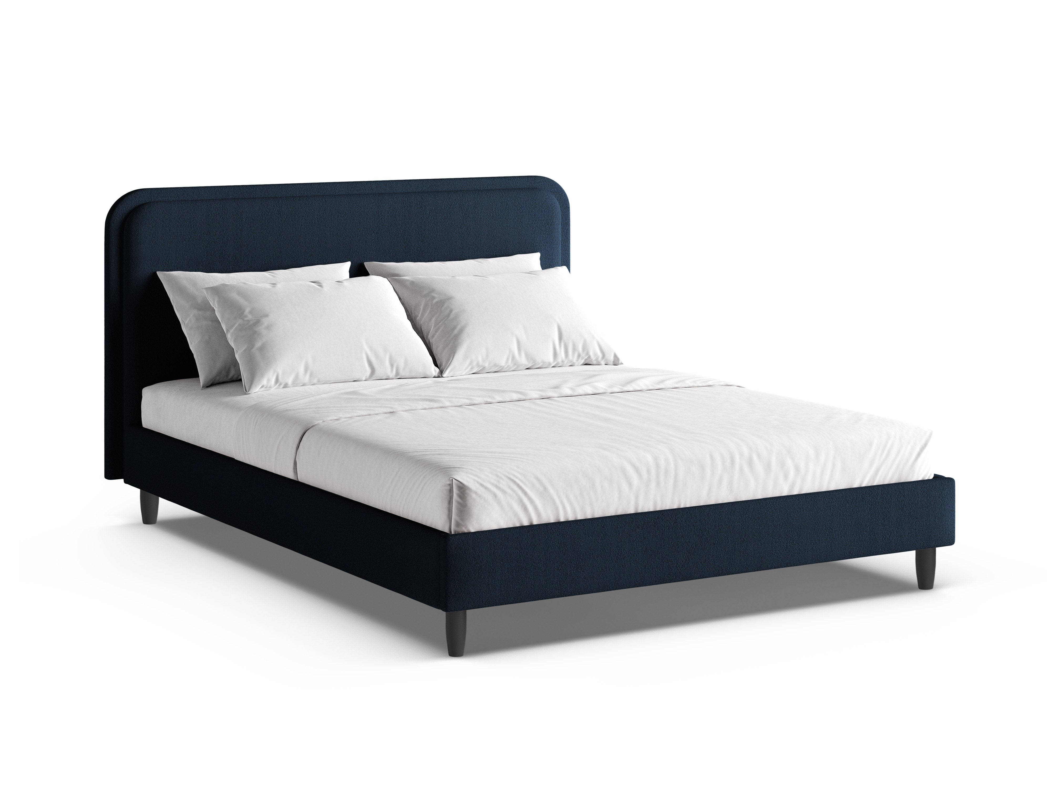 Bett AVELINE dunkelblau Boucle