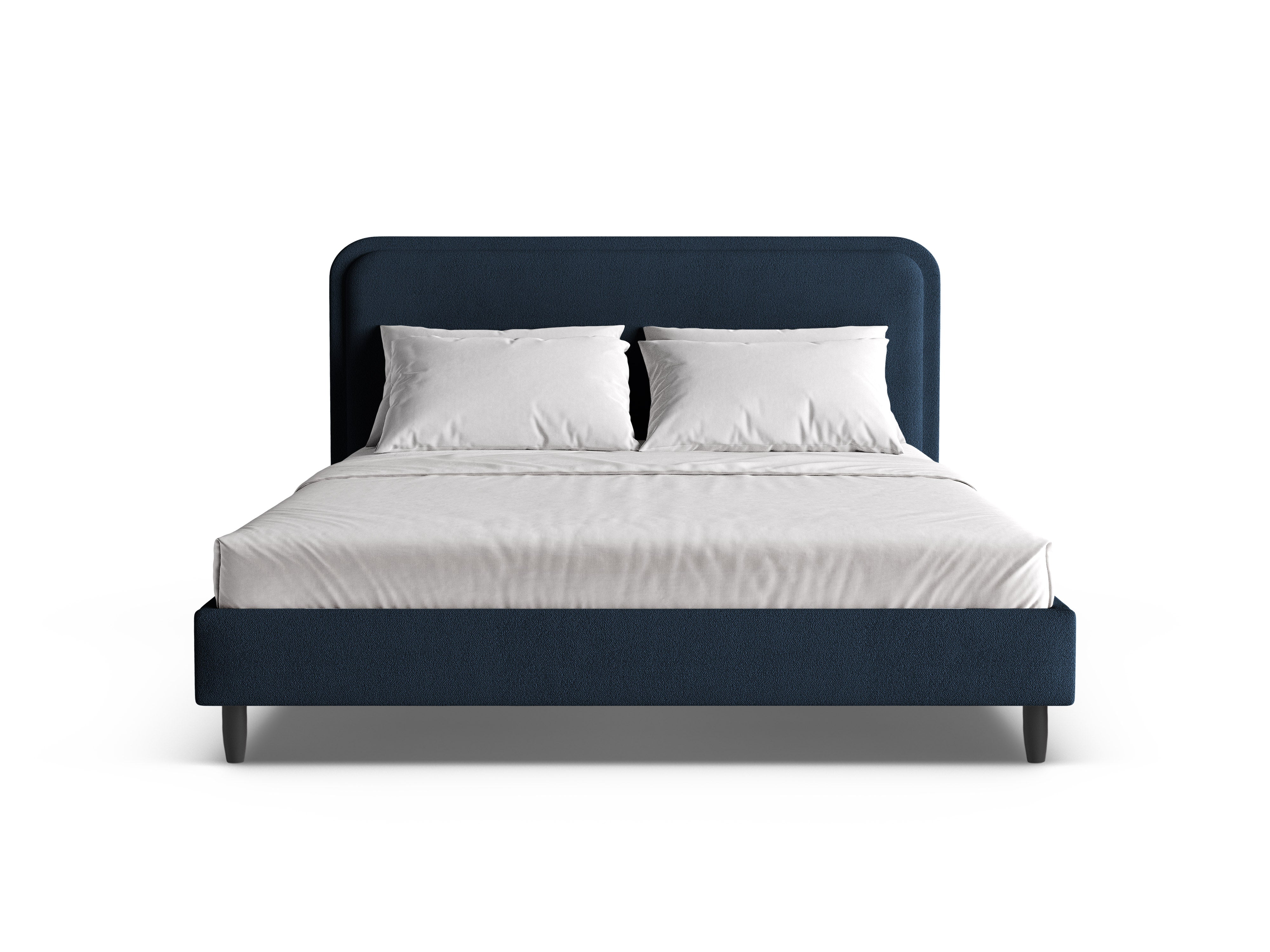 Bett AVELINE dunkelblau Boucle
