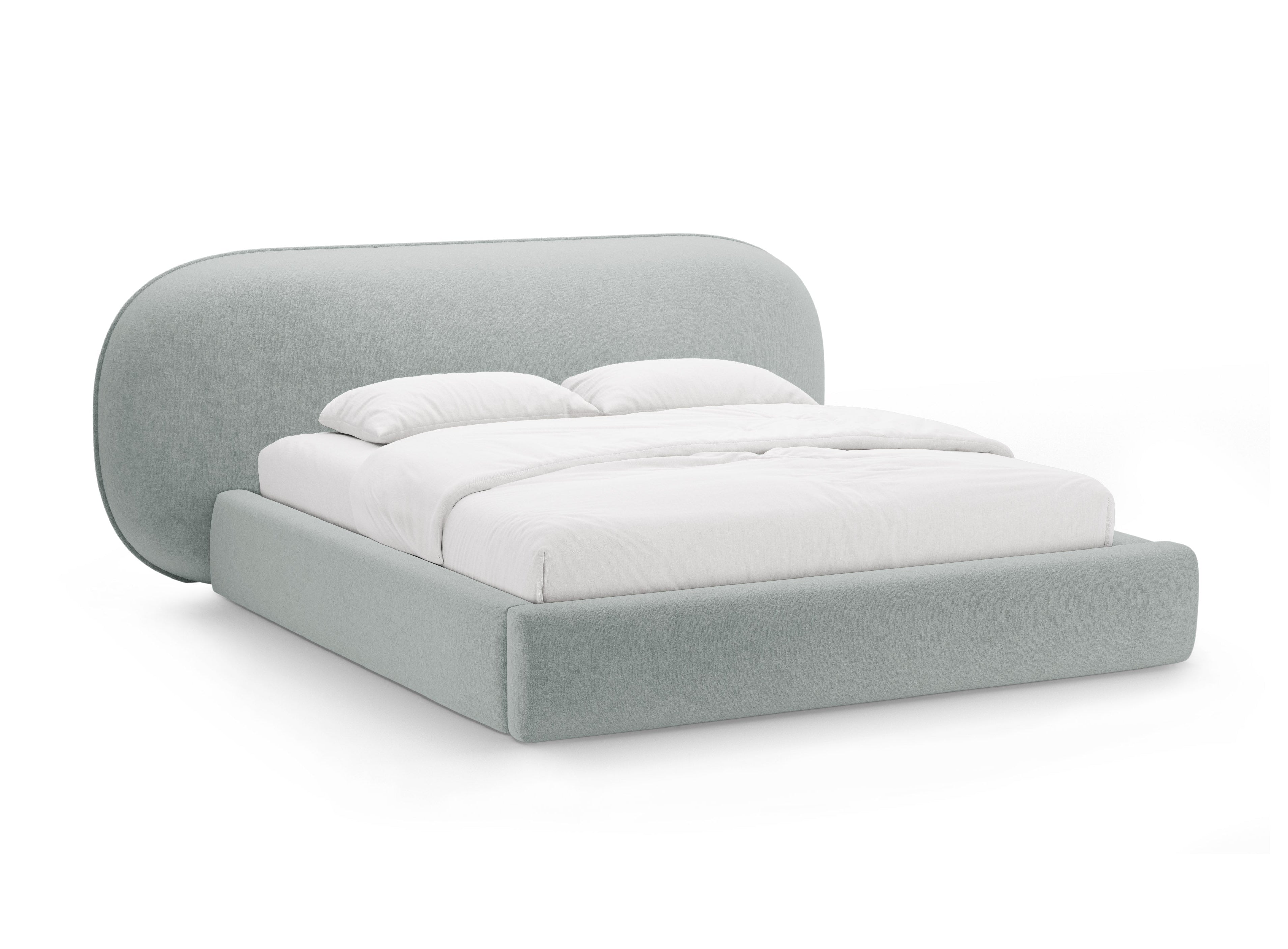 Bett OVALO hellblaues Chenille