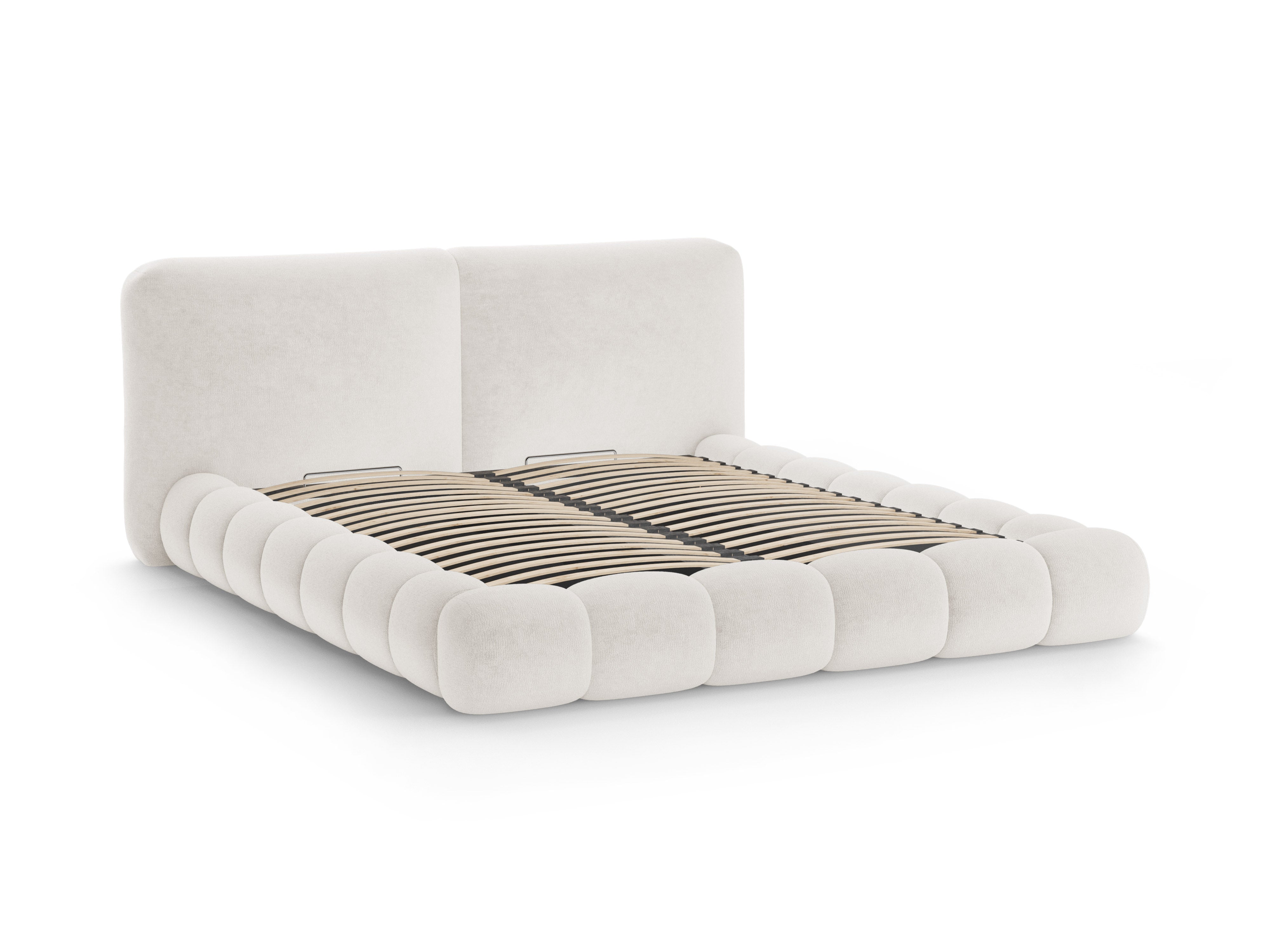 Bett SOLANGE hellbeige Chenille