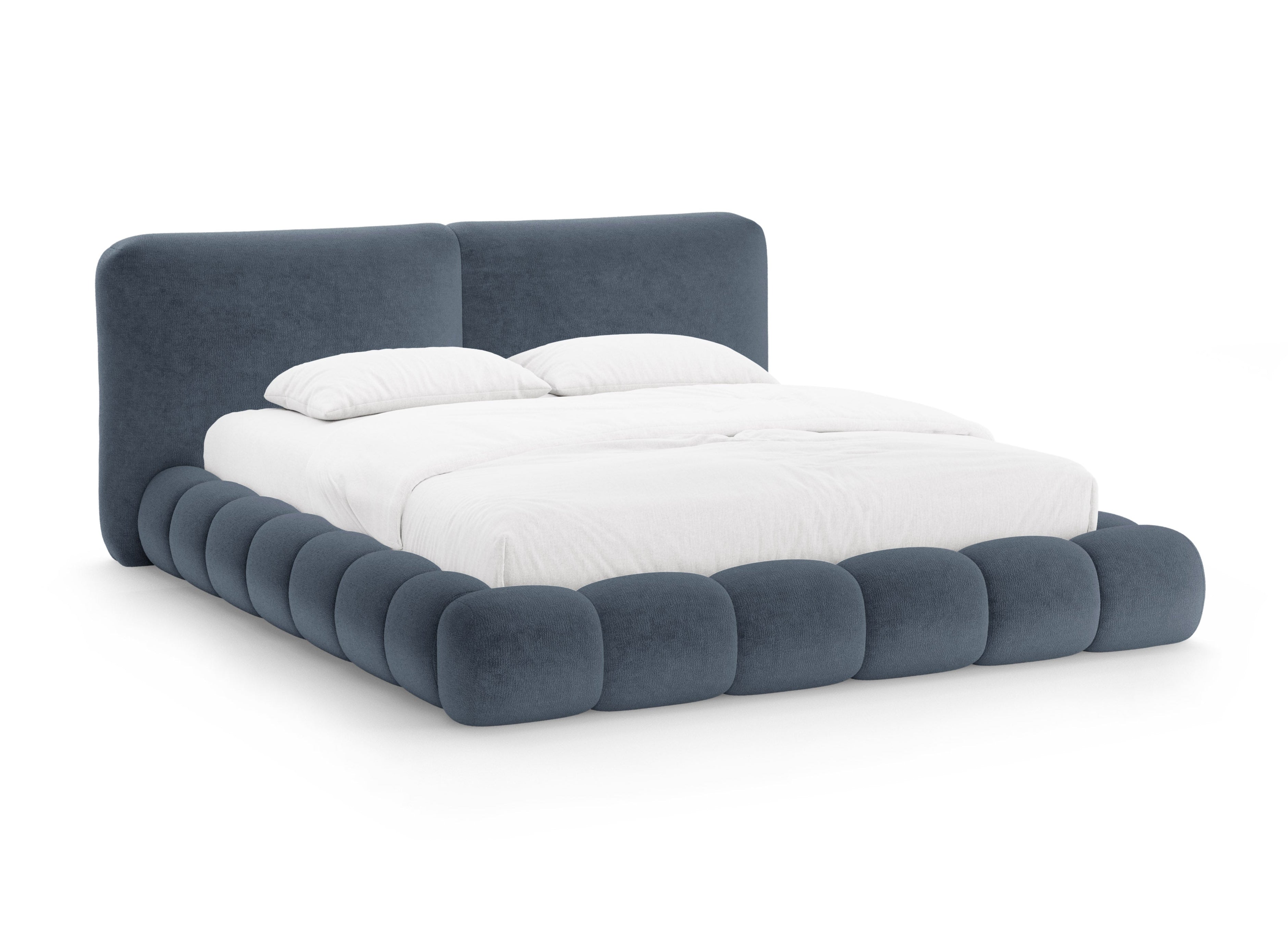 Bett SOLANGE dunkelblaues Chenille