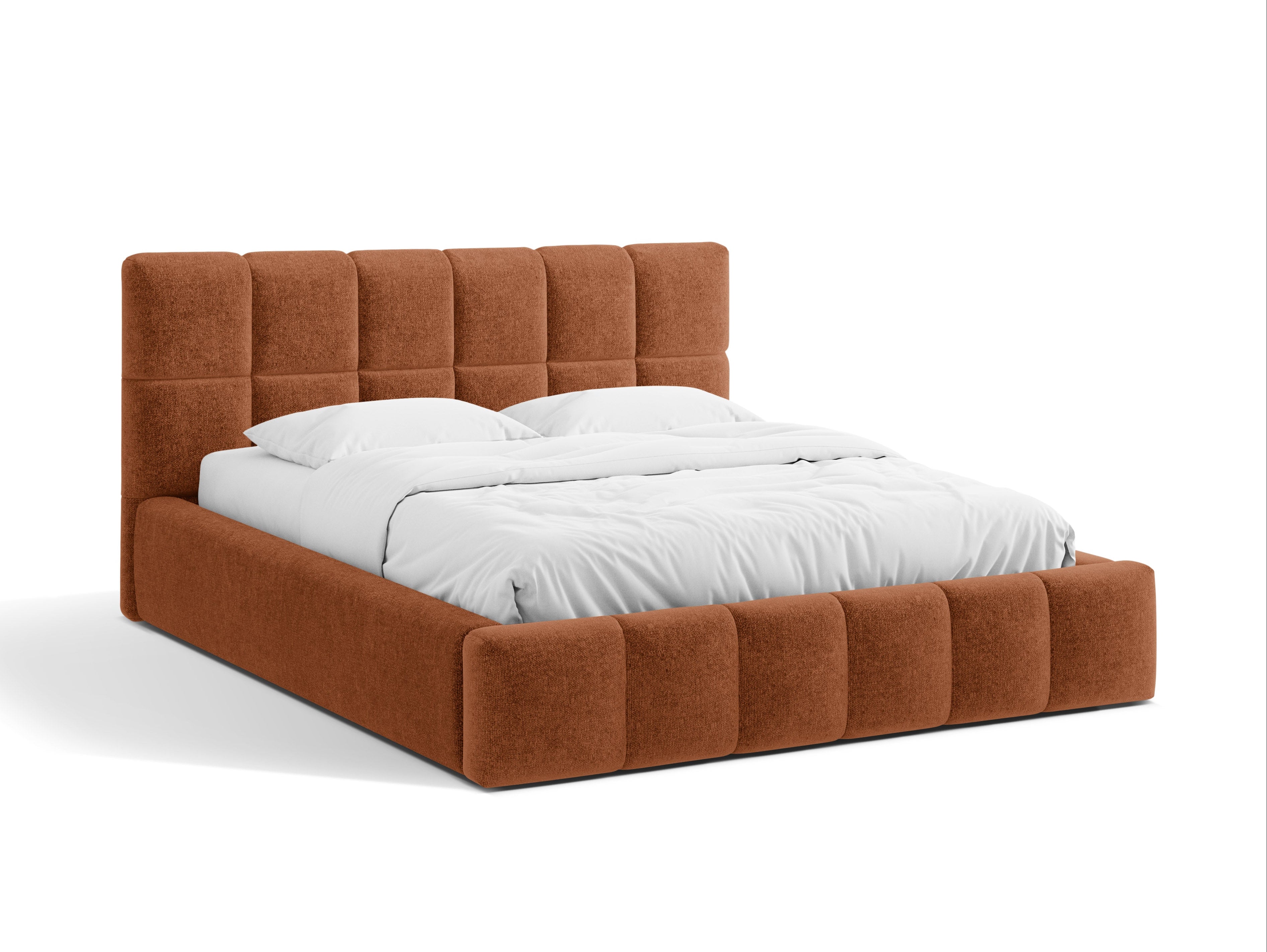 BELLIS Bett mit Bettkasten, ziegelroter Chenille