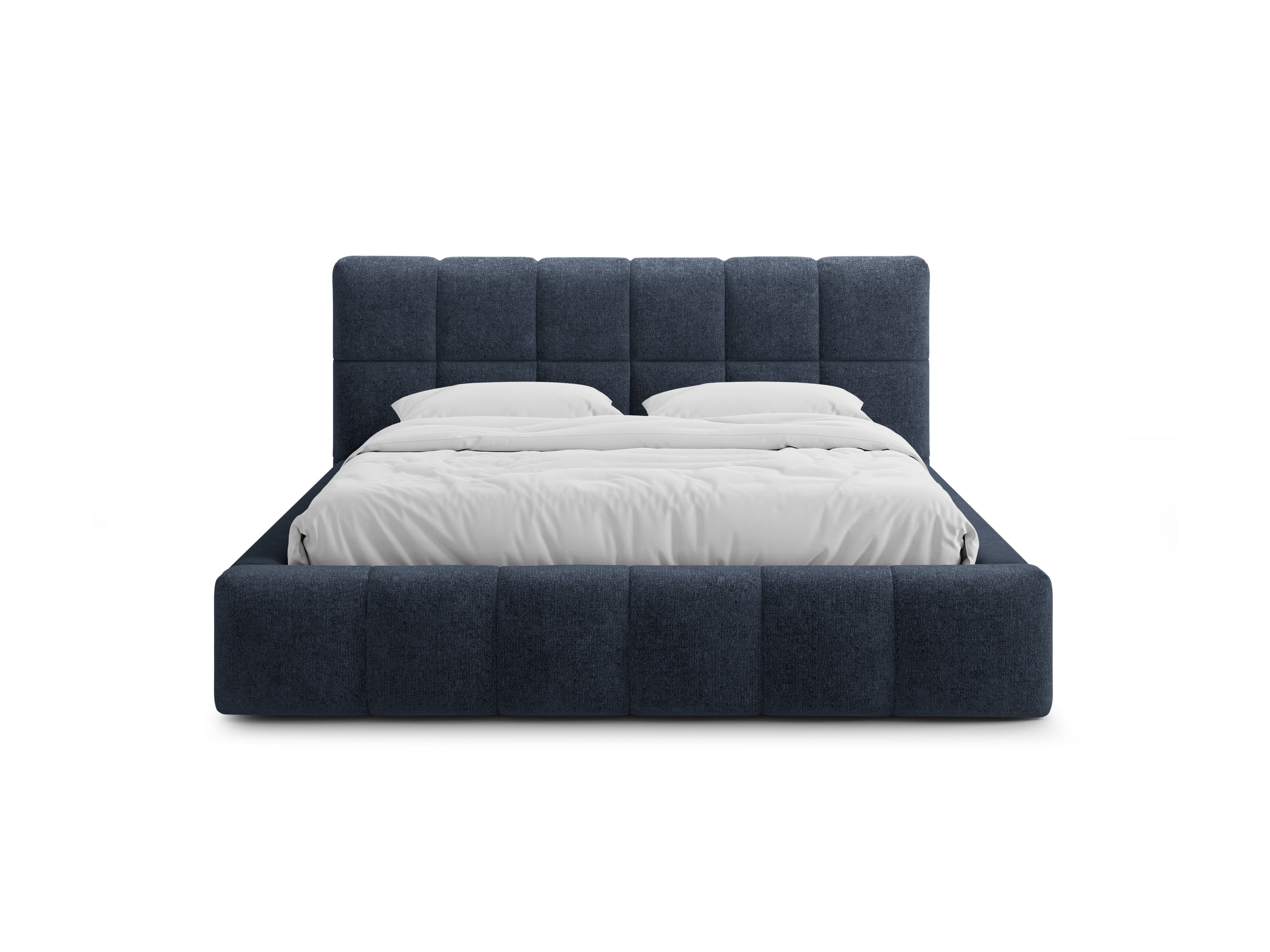 Bett mit Bettkasten BELLIS in Meeresblau Chenille