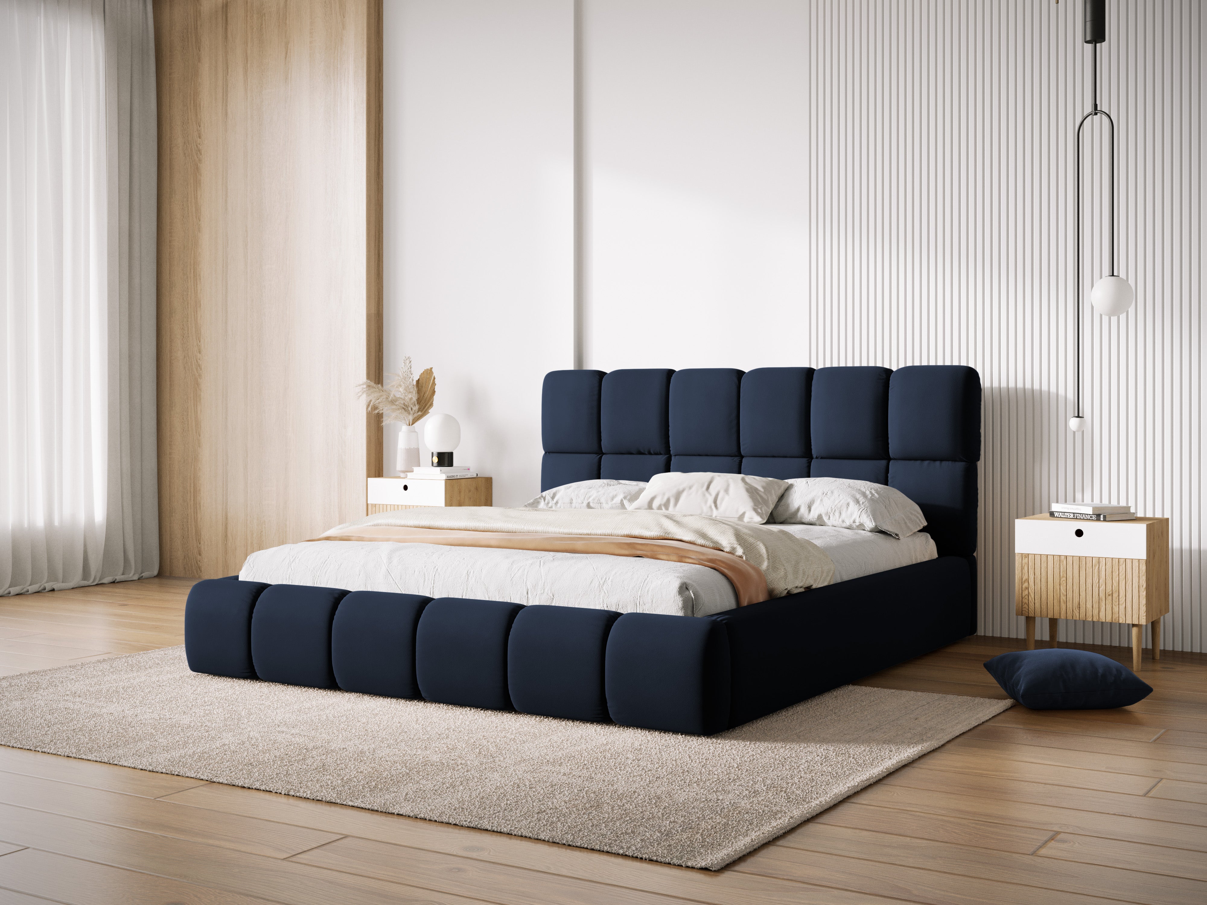 BELLIS Bett mit Bettkasten in braunem Boucle