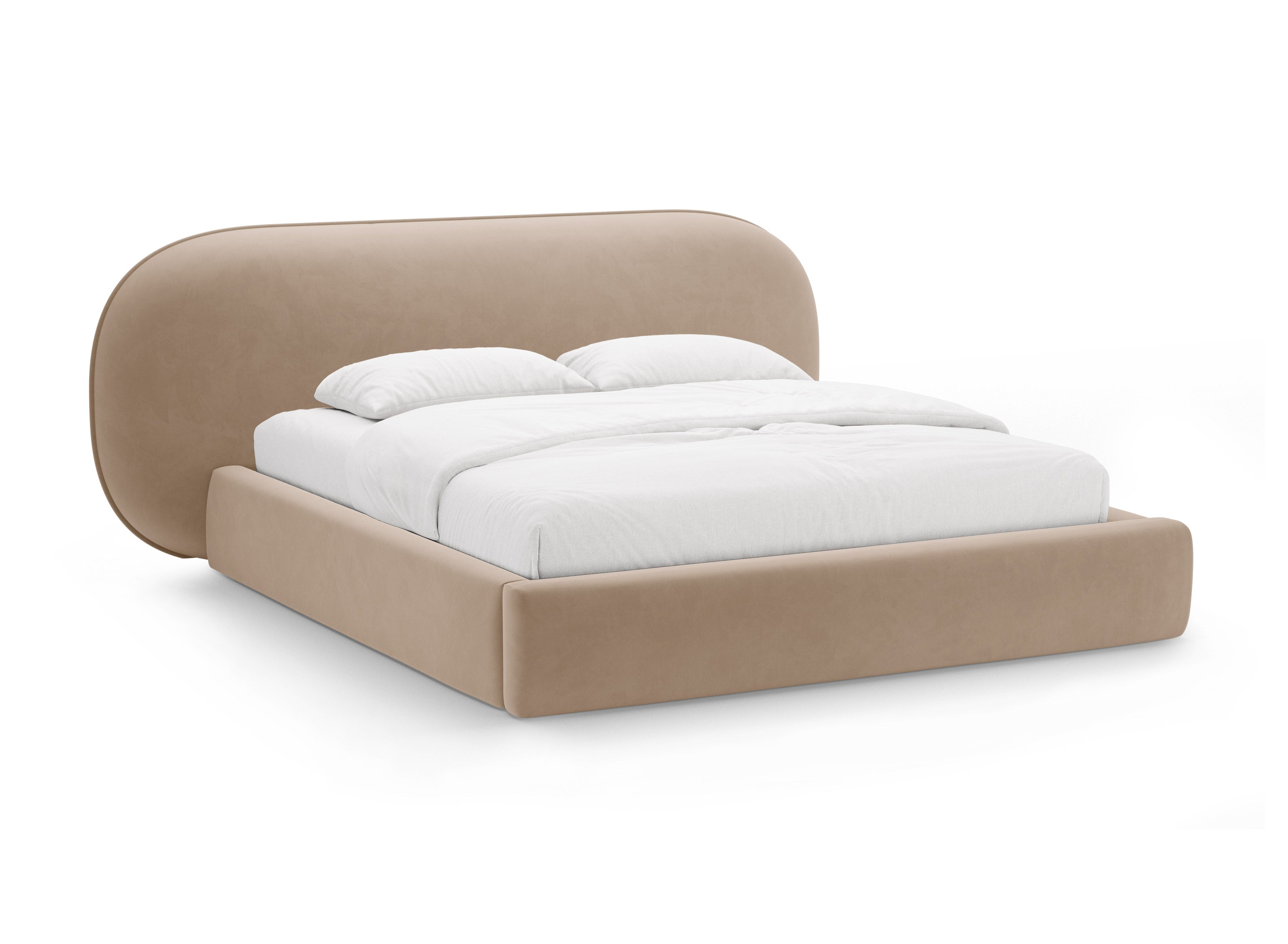 Velvet Bed OVALO Almond Beige