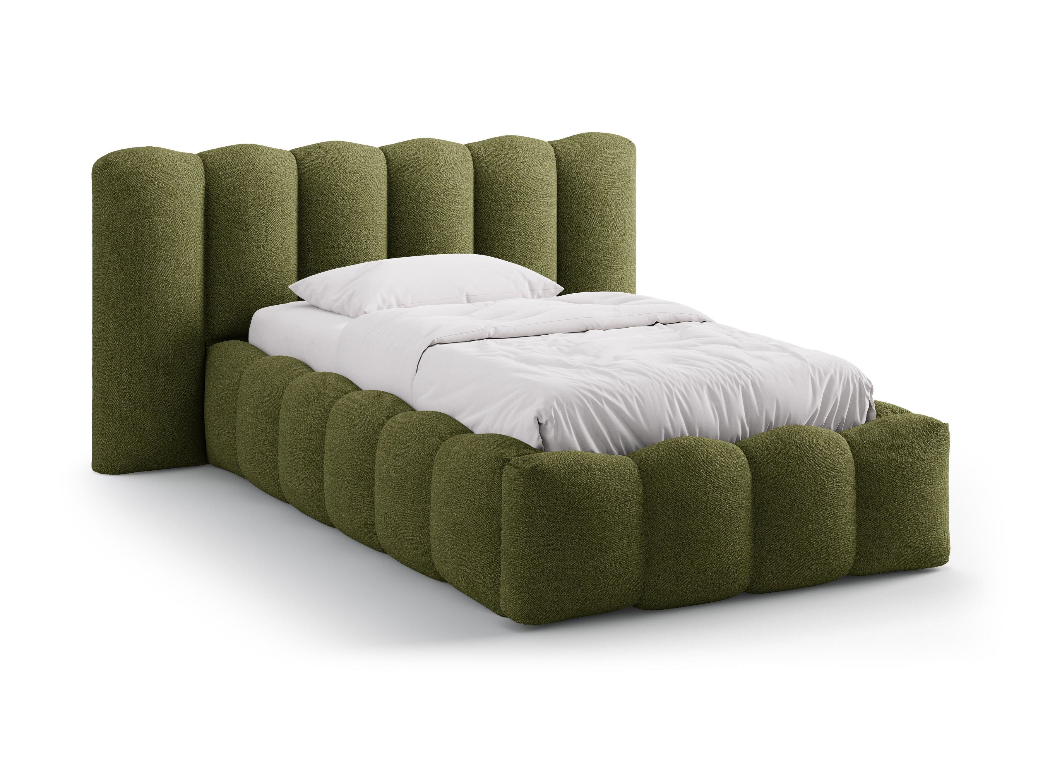 Łóżko LUPINE ciemna zieleń oliwkowa boucle – Micadoni