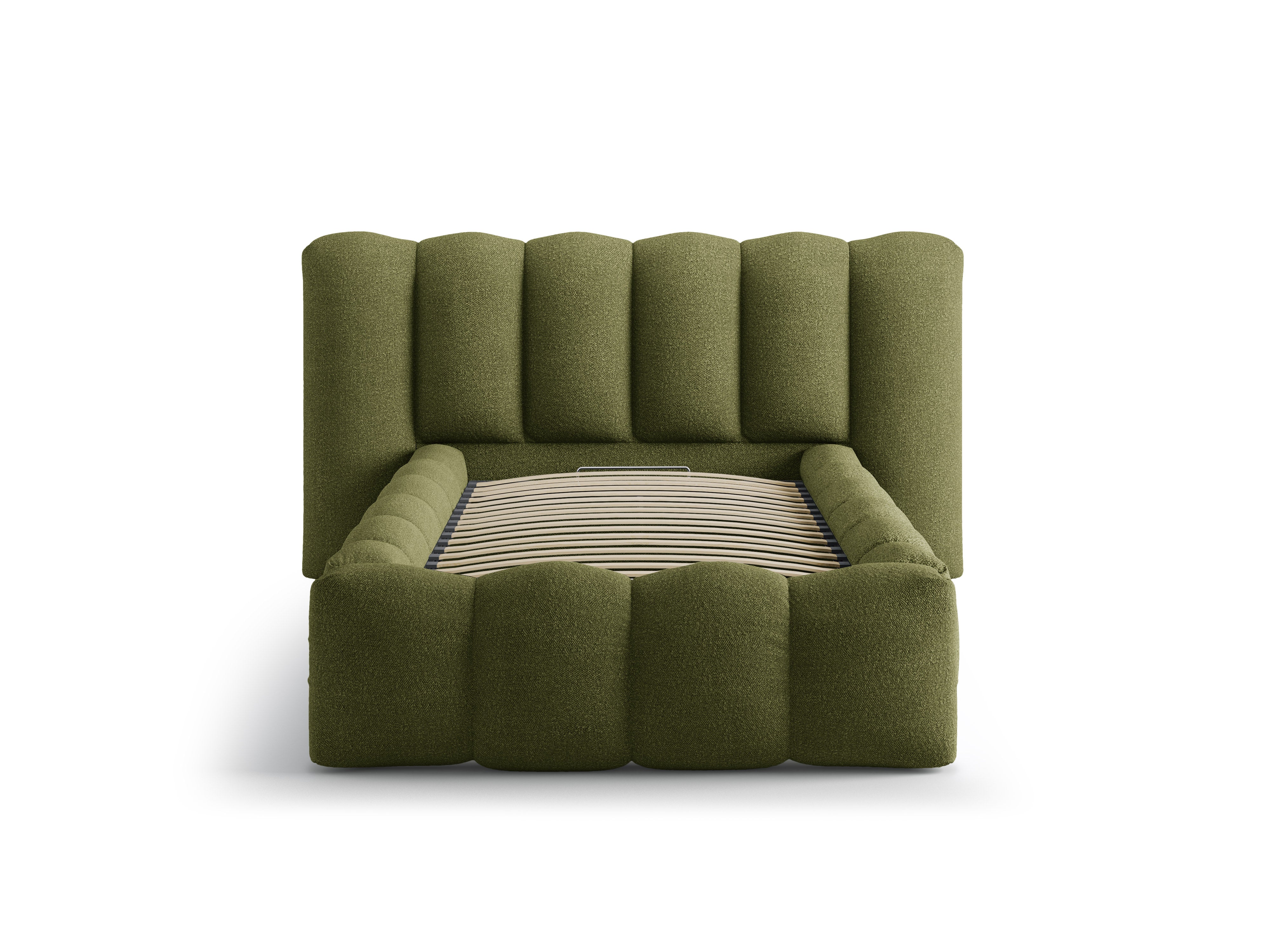 Łóżko LUPINE ciemna zieleń oliwkowa boucle – Micadoni