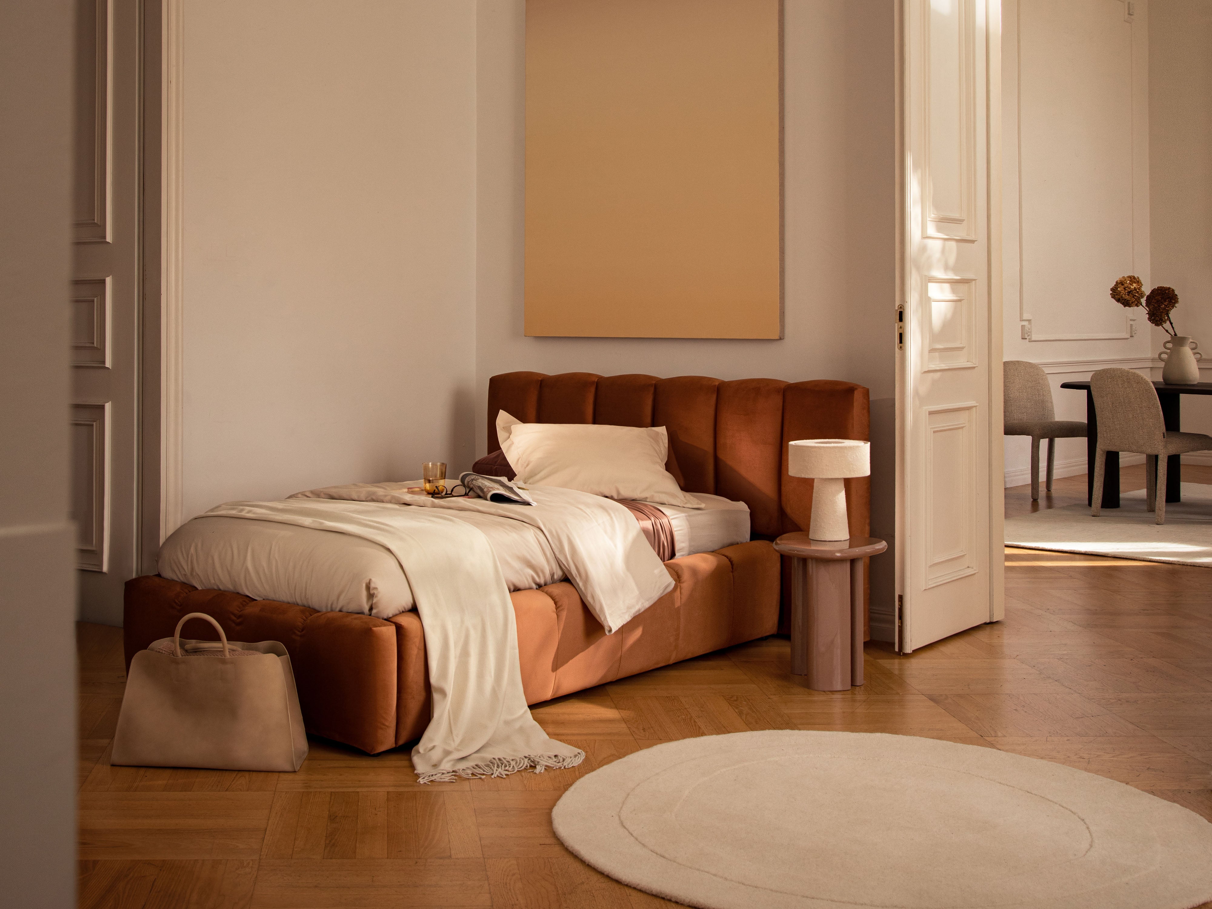 Bett LUPINE dunkelgrau Chenille