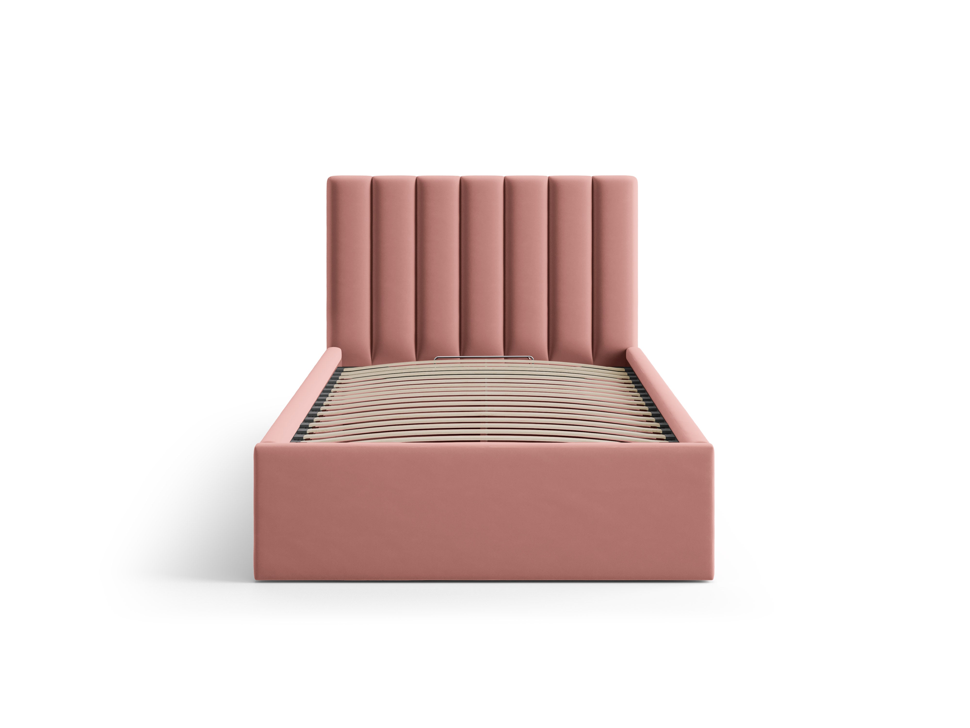 Einzelbett aus Samt mit Bettkasten ALLISON in Rosa