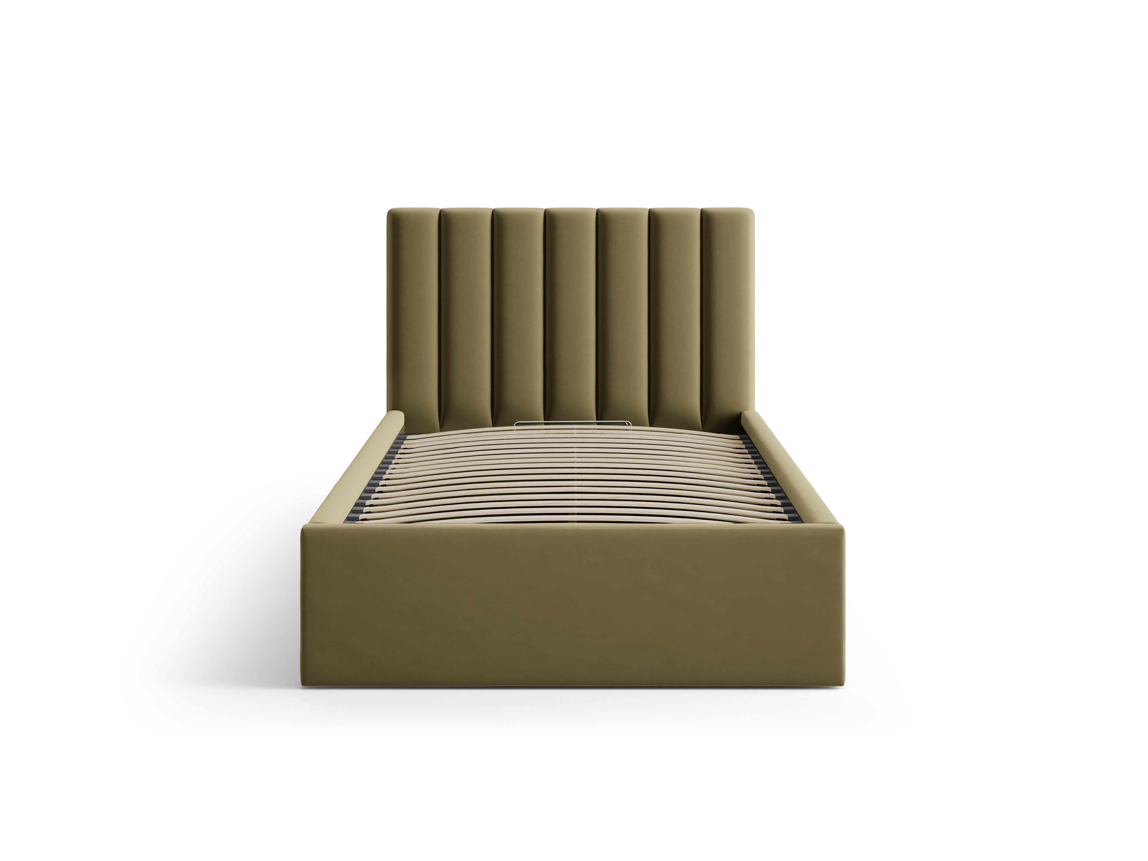 Einzelbett aus Samt mit Bettkasten ALLISON grün