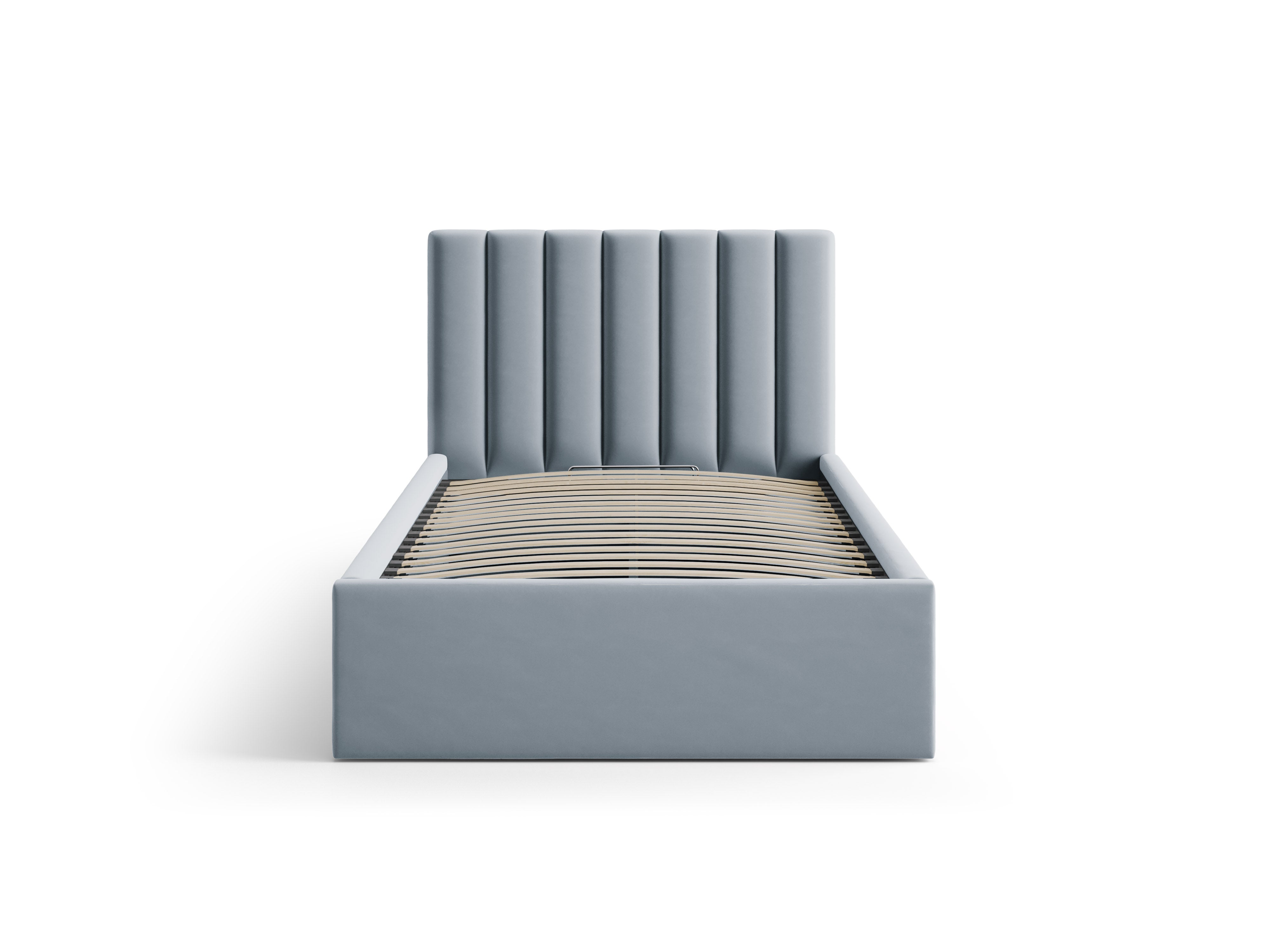 Einzelbett aus Samt mit Bettkasten ALLISON blau
