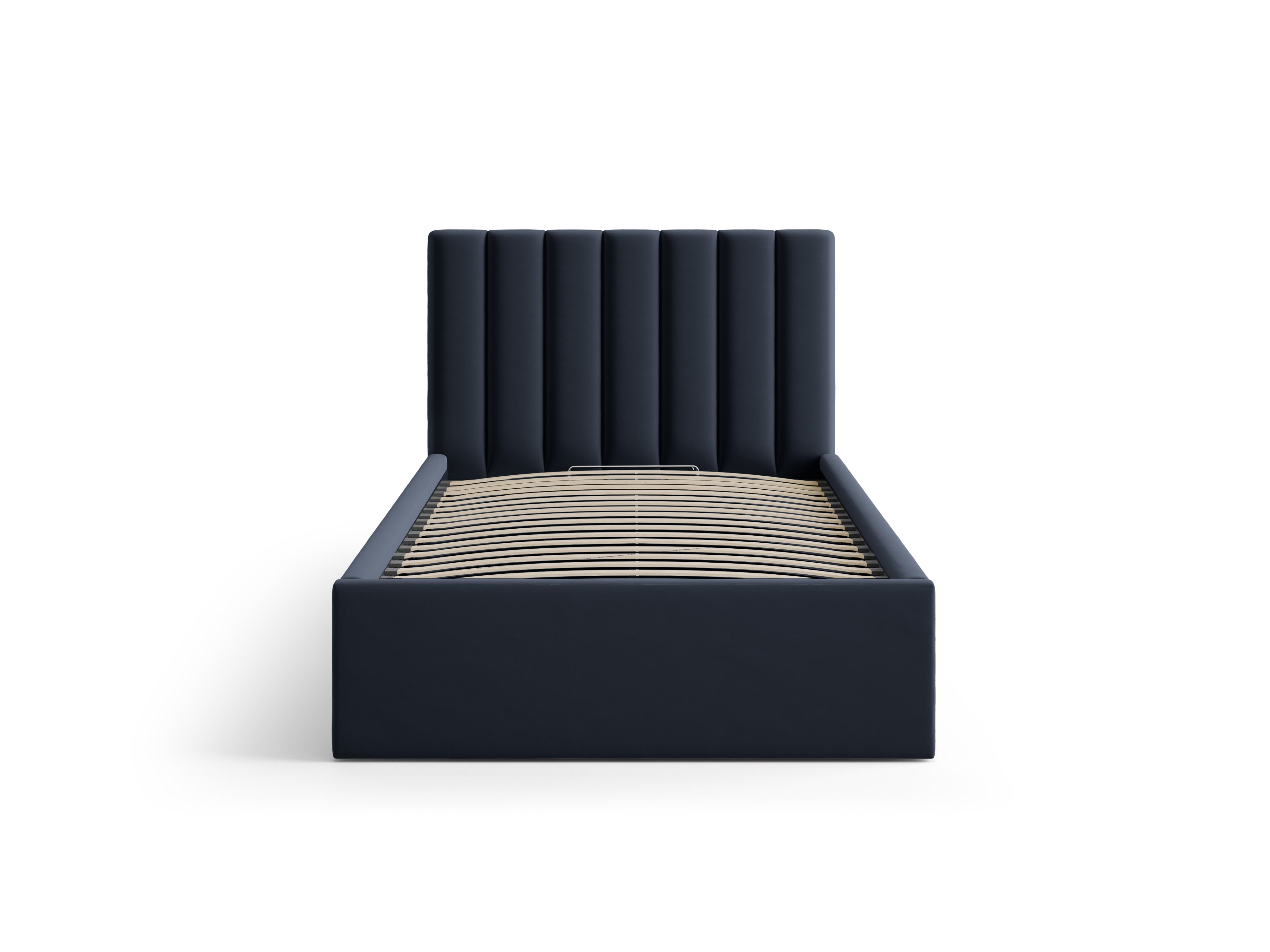 Einzelbett aus Samt mit Bettkasten ALLISON in Marineblau